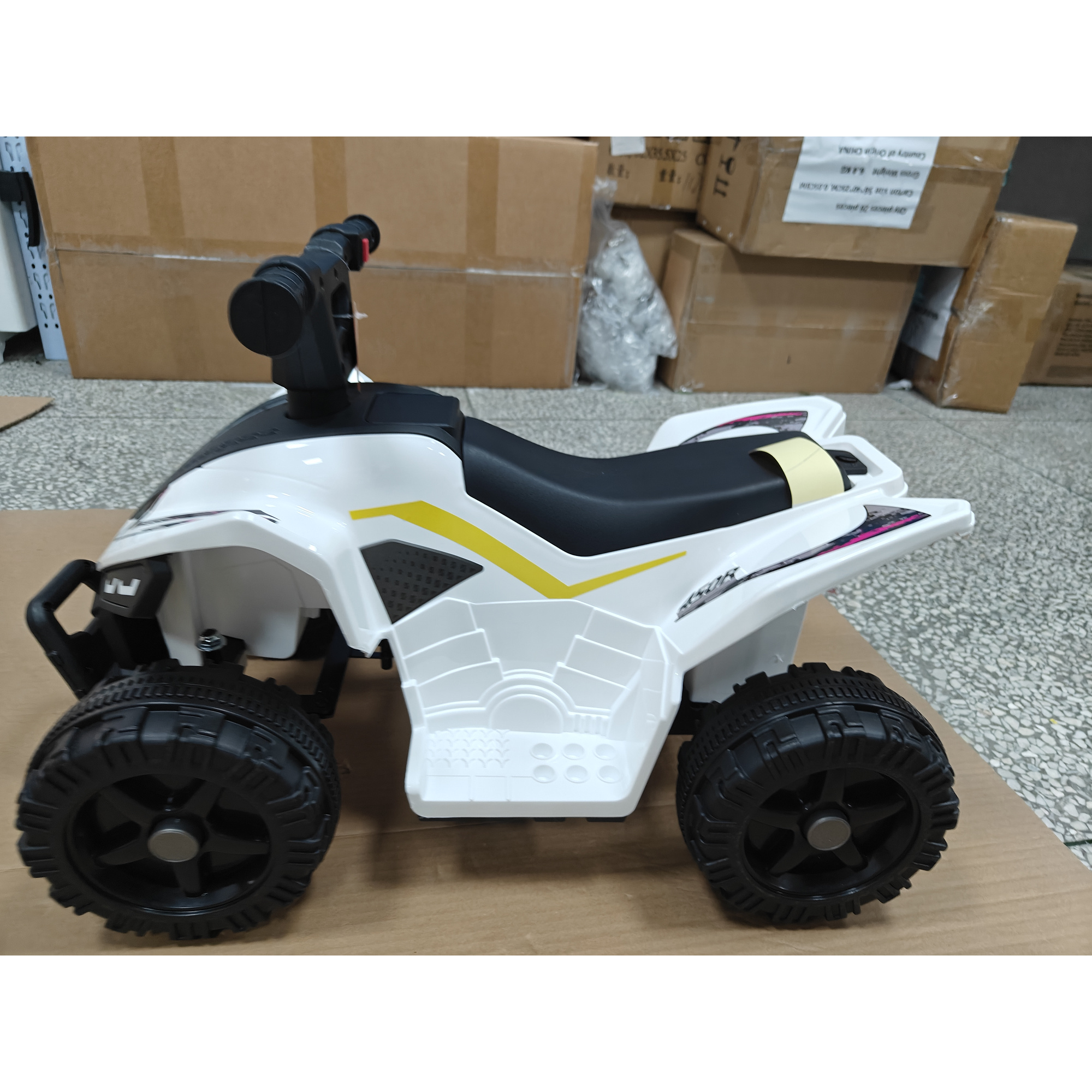 Kinder Quad Elektro 6V Kinderquad mit Lithium-Akku Vorwärtsfunktion Lenkerknopf-Steuerung 1,5-2 Jahre Weiß