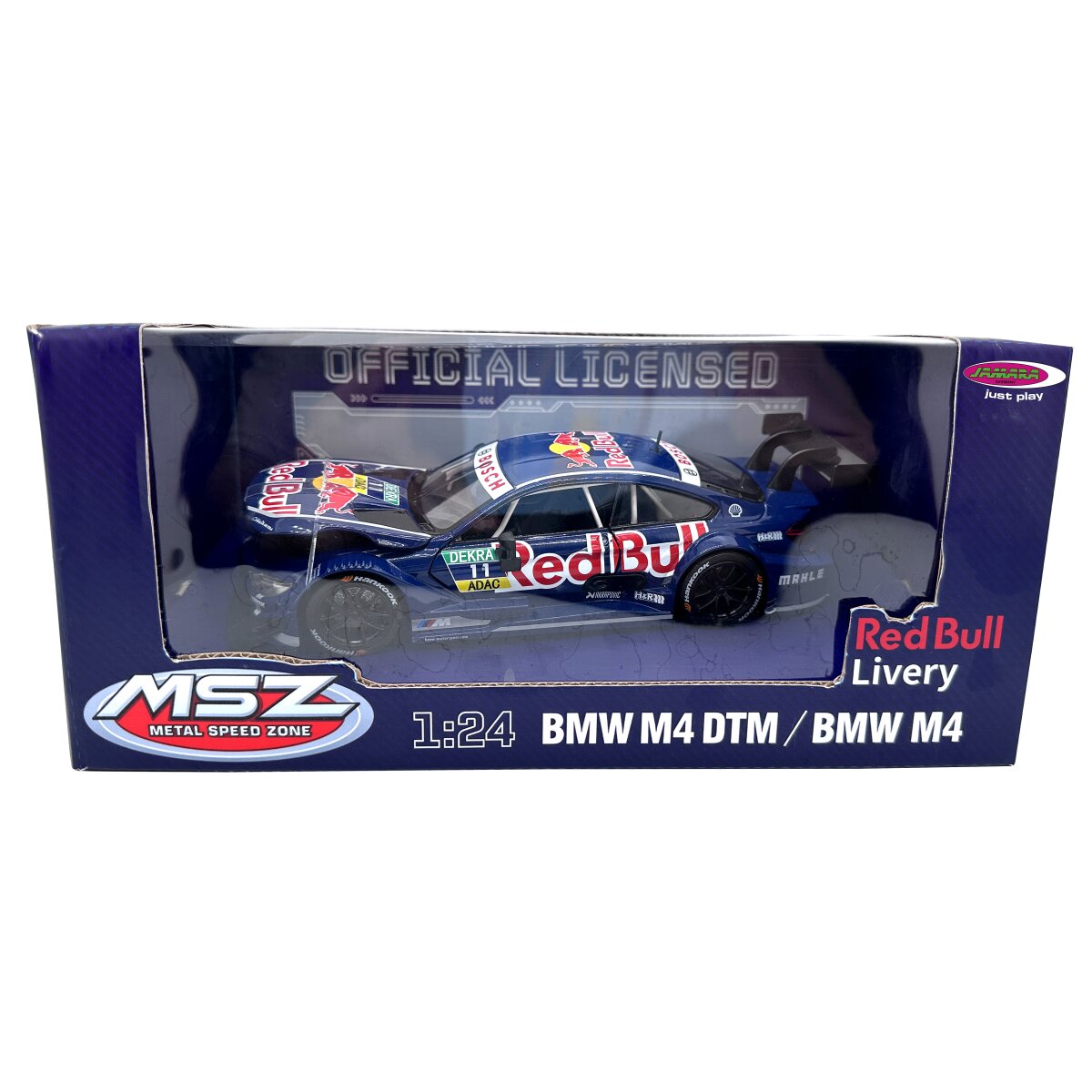 BMW M4 DTM Diecast 1:24 blau inkl. Knopfzellen