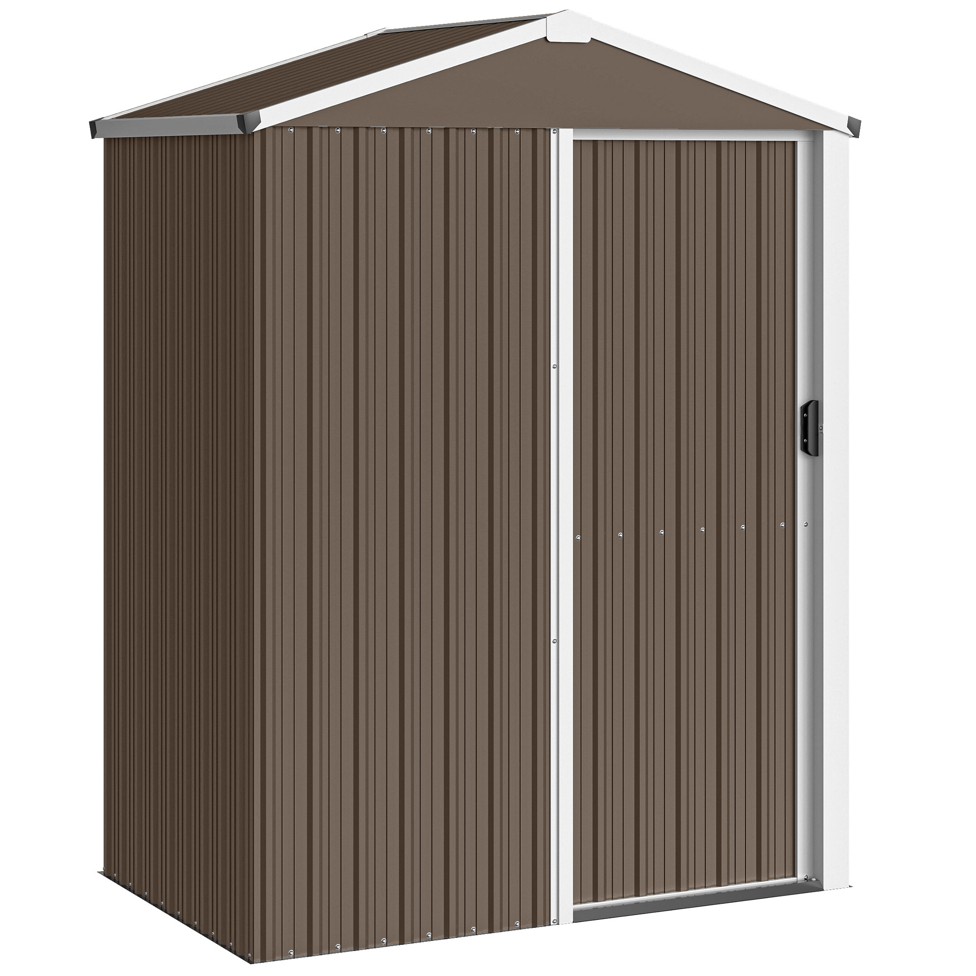 Metall Gerätehaus 1,1 m², Geräteschuppen mit Sattedach Abschließbarer Schiebetür Handschuhen, 136 x 87 x 179 cm