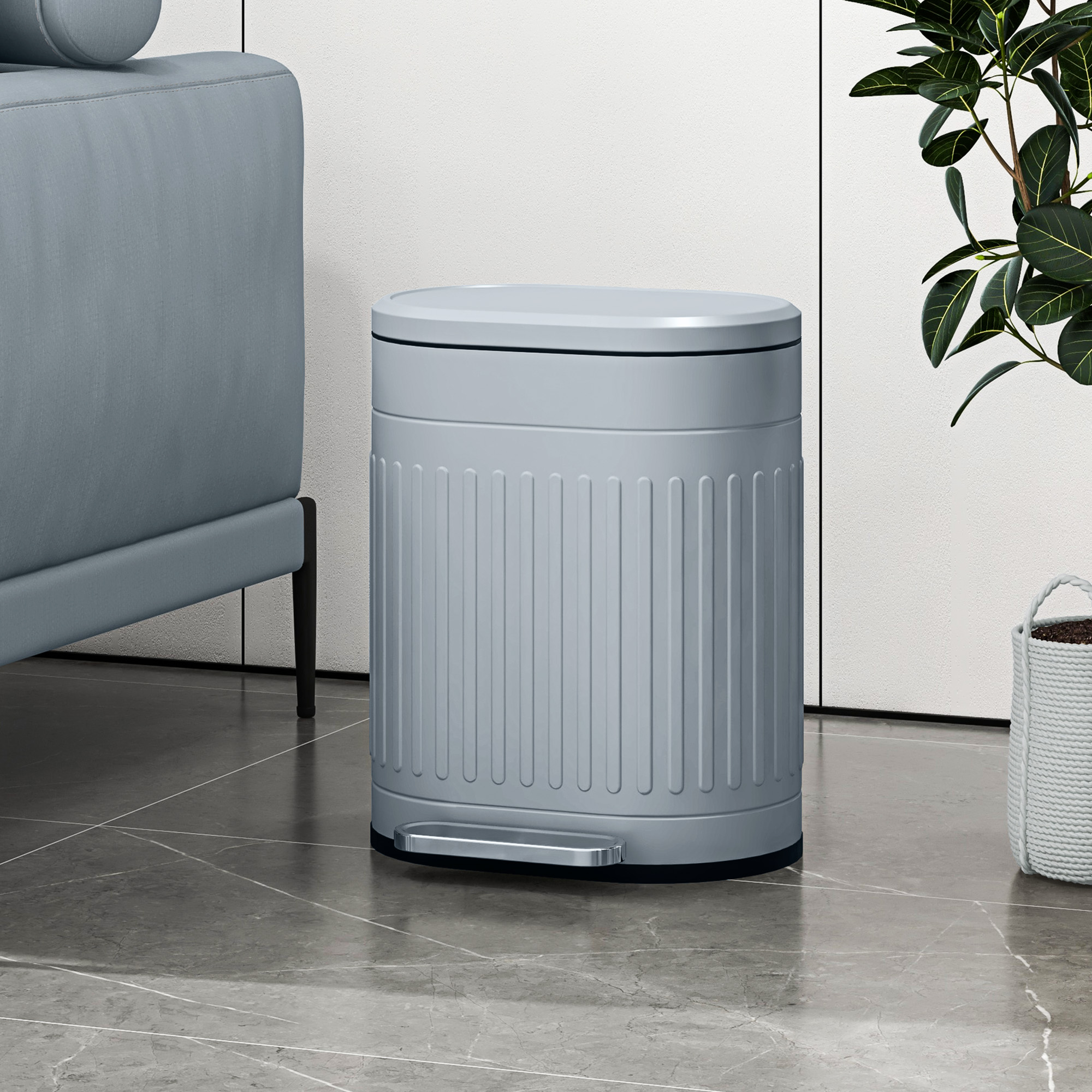 Mülleimer 20l Treteimer mit Deckel Fußpedal herausnehmbarem Inneneimer Soft-Close-Funktion 36,5 x 31,2 x 45 cm, Grau
