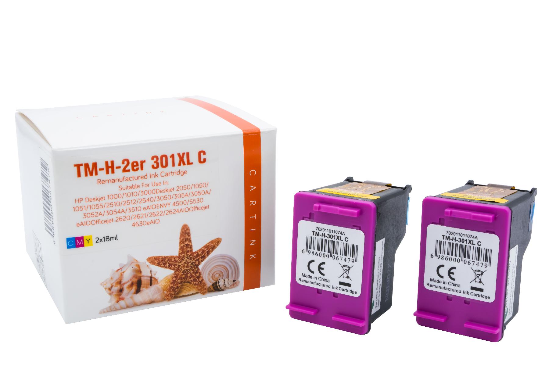 301CXL Doppelpack Refill Tinte Color für HP / CH564EE / 2x18ml