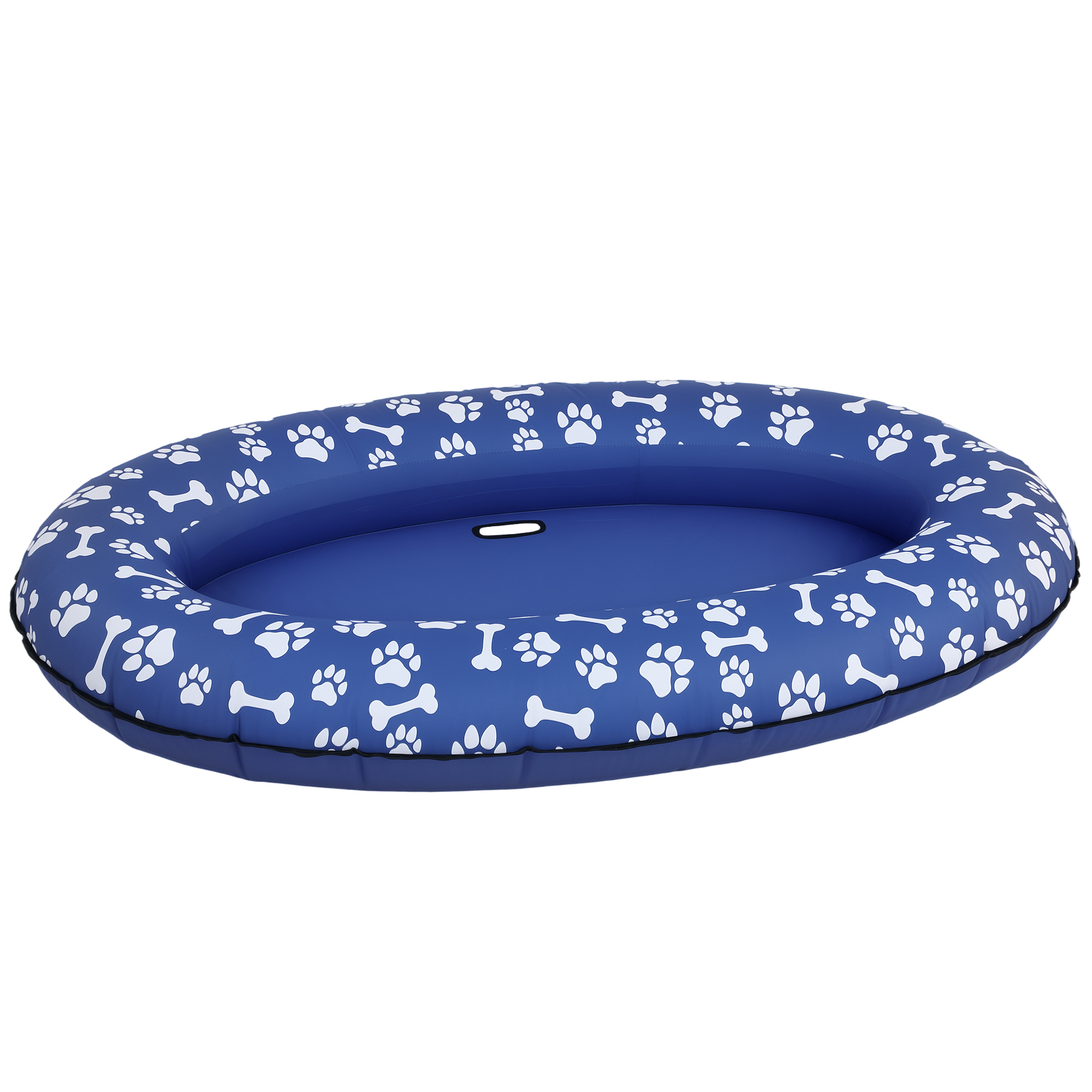 Aufblasbares Schlauchboot Hunde Faltbare Schwimmende Wassermatte Hund mit Griff für Hunde bis 40kg 155x104x25cm Blau