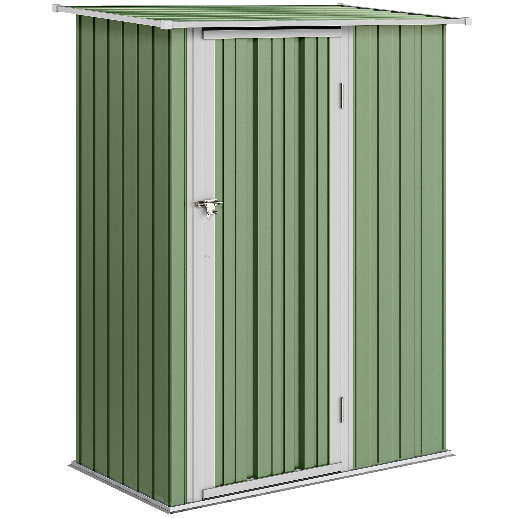 Metall Gerätehaus 1,07 m² 142 x 86 x 189 cm Geräteschuppen mit Pultdach Abschließbarer Tür, wetterfest Gartenhaus Outdoor Garten Schuppen für Hinterhof Außenbereich Grün