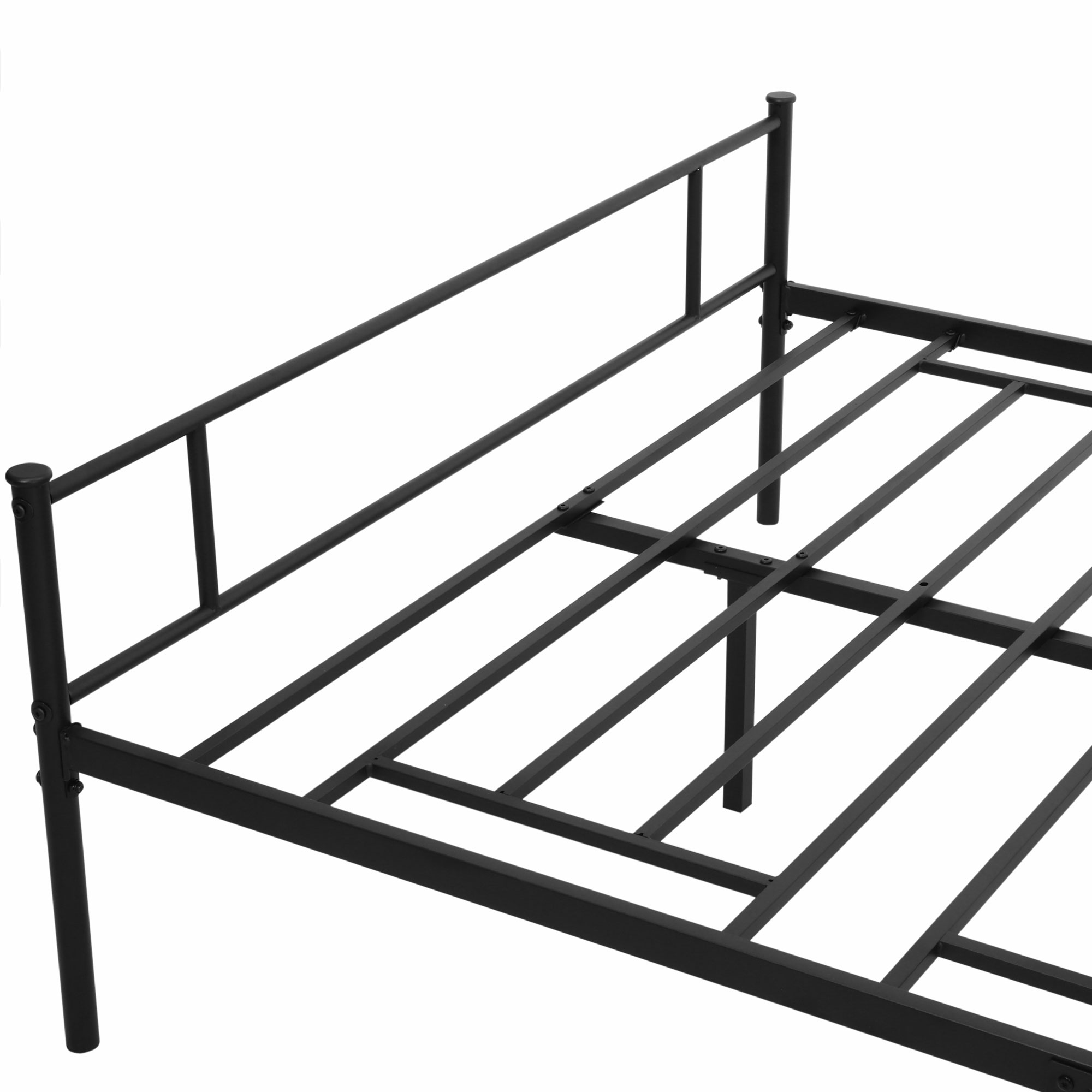 Bettgestell aus Metall mit Kopfteil, 300 kg Belastbarkeit, 145L x 211B x 106H cm, Schwarz