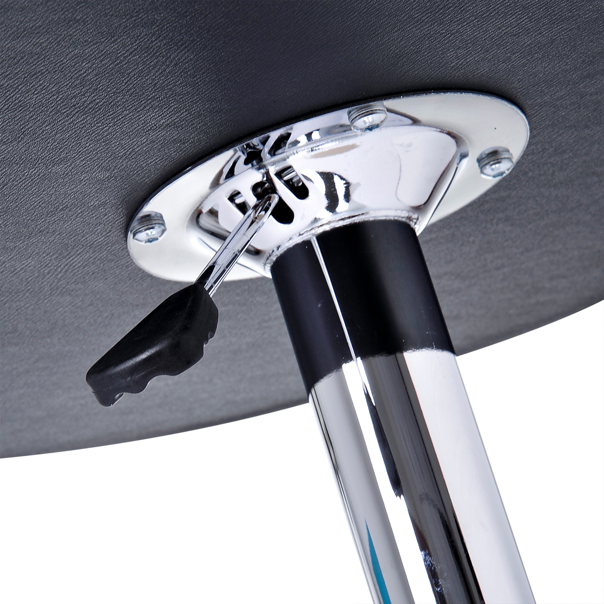 Bartisch, höhenverstellbar, Kunstlederbezug, Vintage-Design, Schwarz + Silber