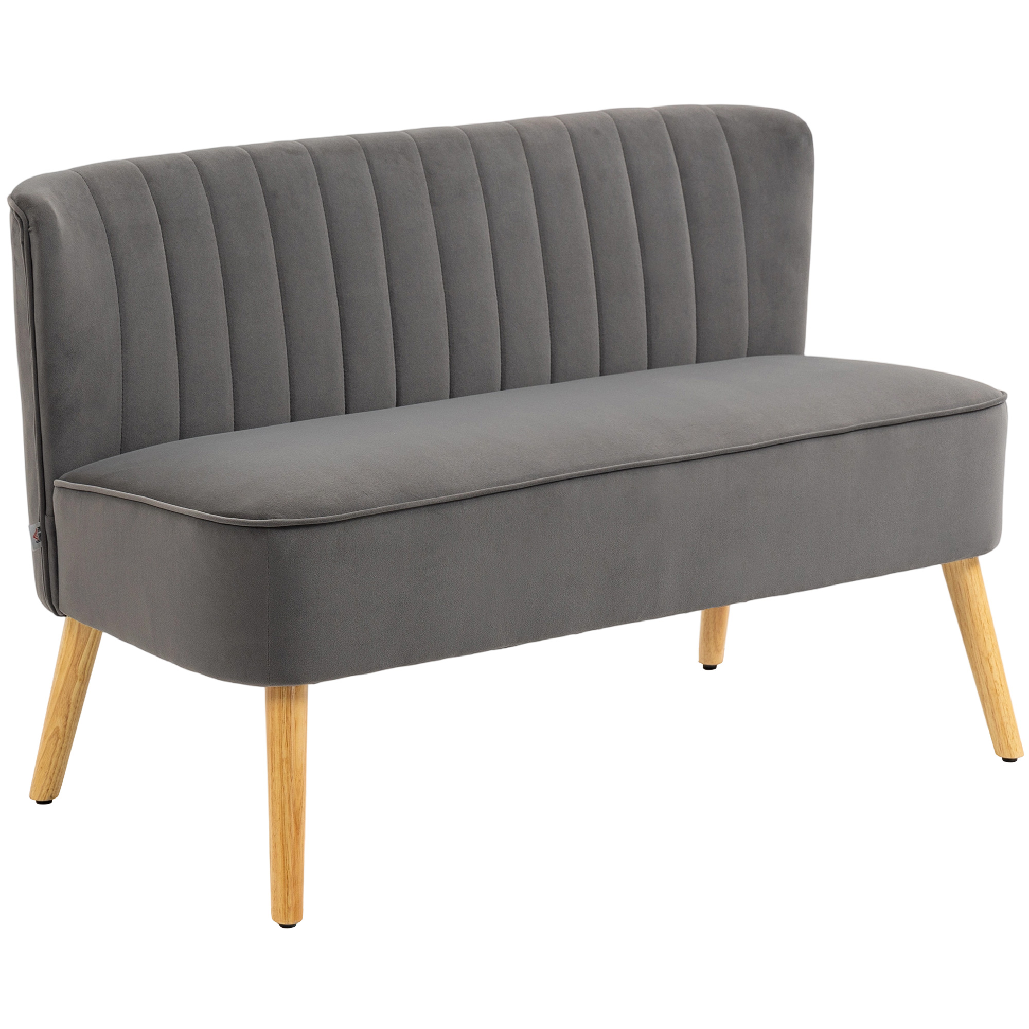 Sofa Retrodesign 2-Sitzer-Sofa, Holzbeine, 117 cm x 56,5 cm x 77 cm, Dunkelgrau