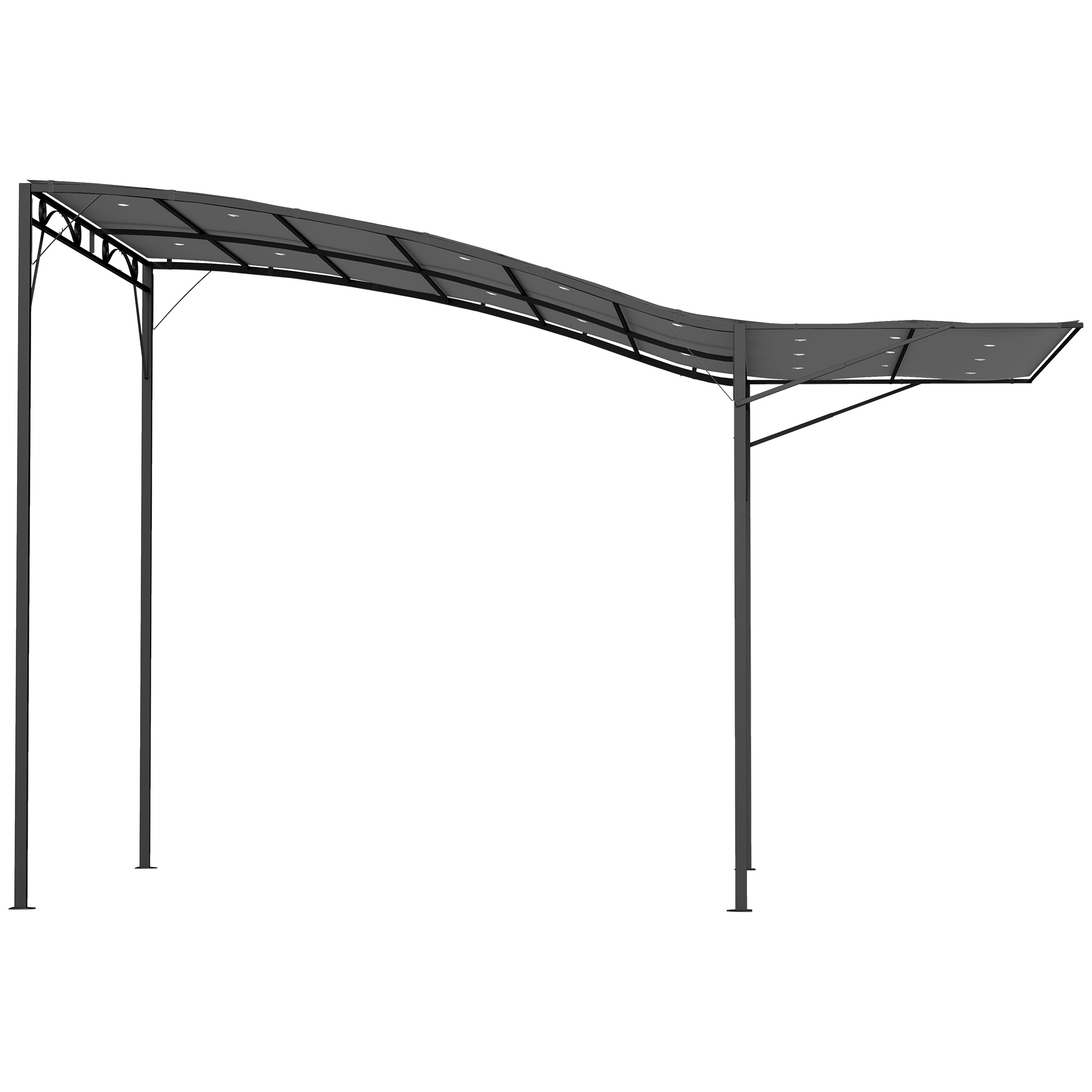 Pavillon mit klappbarer Dacherweiterung wetterfest 3 x 2,5 m Dunkelgrau