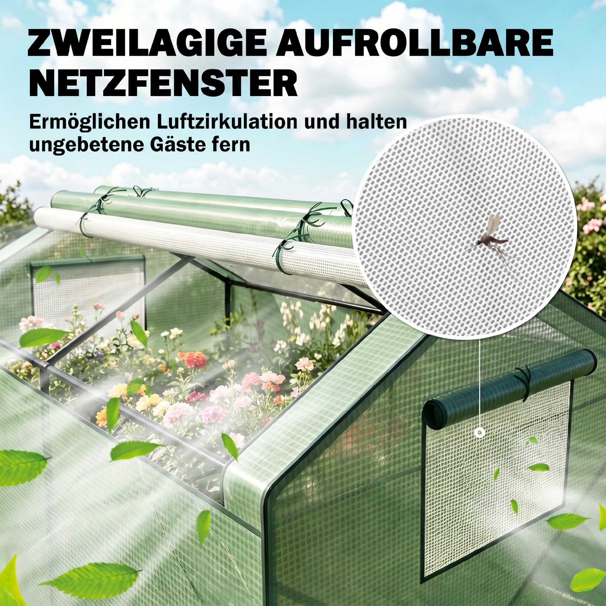 Mini-Gewächshaus Frühbeet Foliengewächshaus, wetterbeständig, 180 x 92 x 92 cm, Grün
