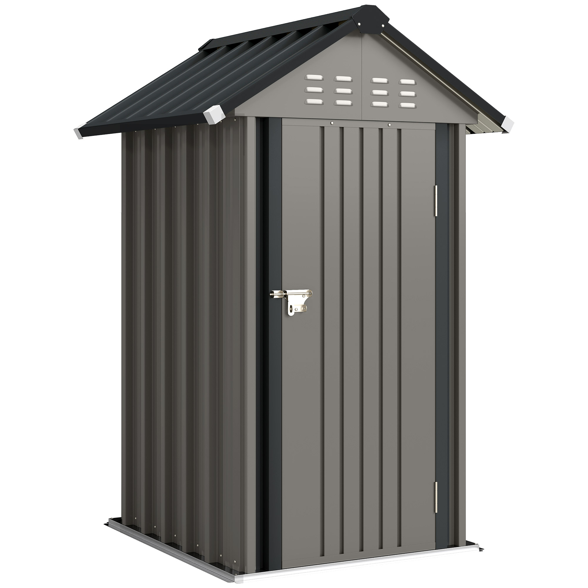 Metall Gerätehaus 1,17 m², Geräteschuppen mit Satteldach Lüftung Schloss Handschuhen, 122 x 121 x 192 cm