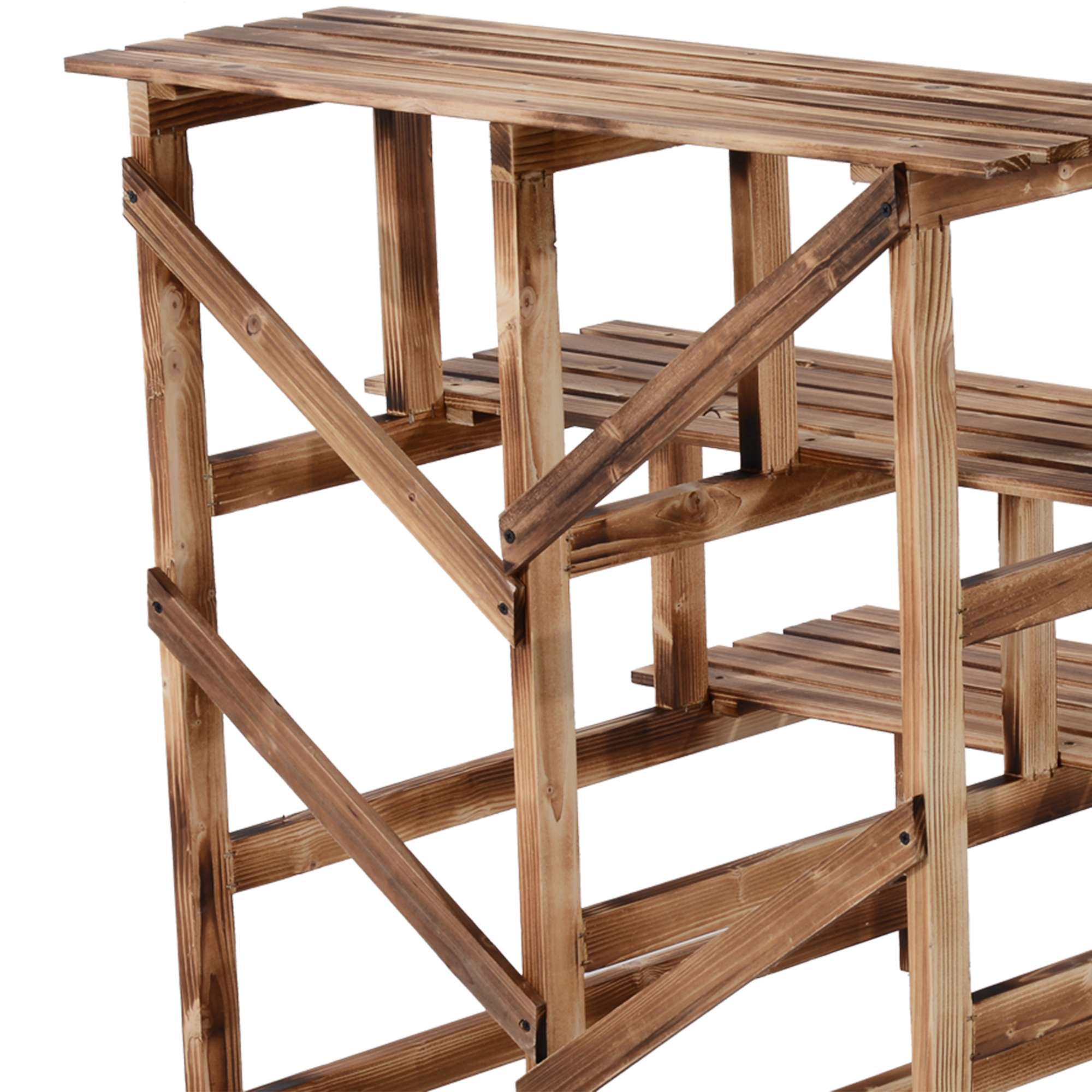 Pflanzentreppe, Blumentreppe, Blumenregal, Pflanzregal, Blumenständer, 3 Stufen, Tannenholz, 80 x 80 x 78cm