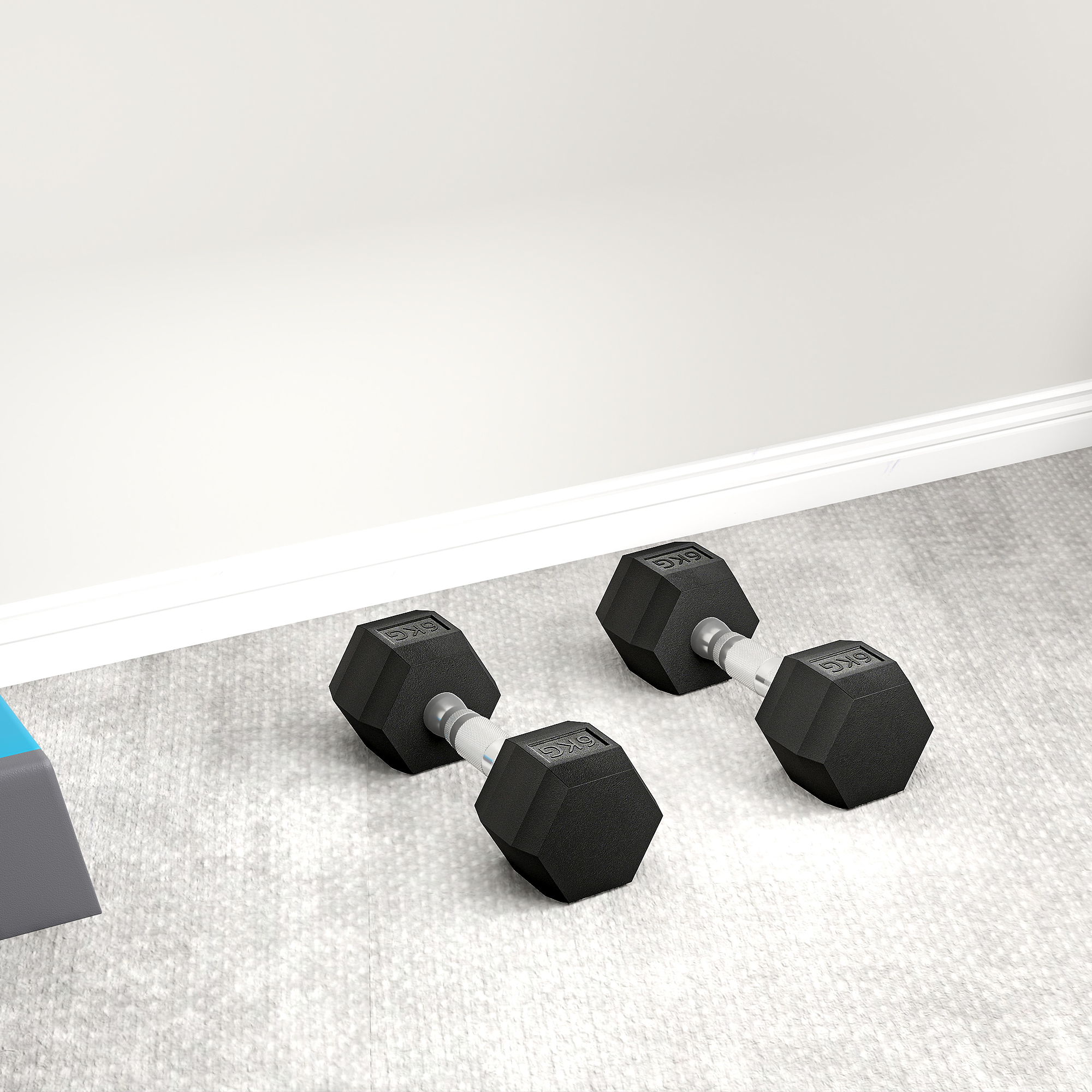 Hexagon Hanteln, 2er Set Hanteln mit gerändeltem Griff, Kurzhantelset aus Gusseisen, 2 x 6 kg, Kurzhanteln für Männer Frauen, Zuhause, Fitnessstudio, Krafttraining
