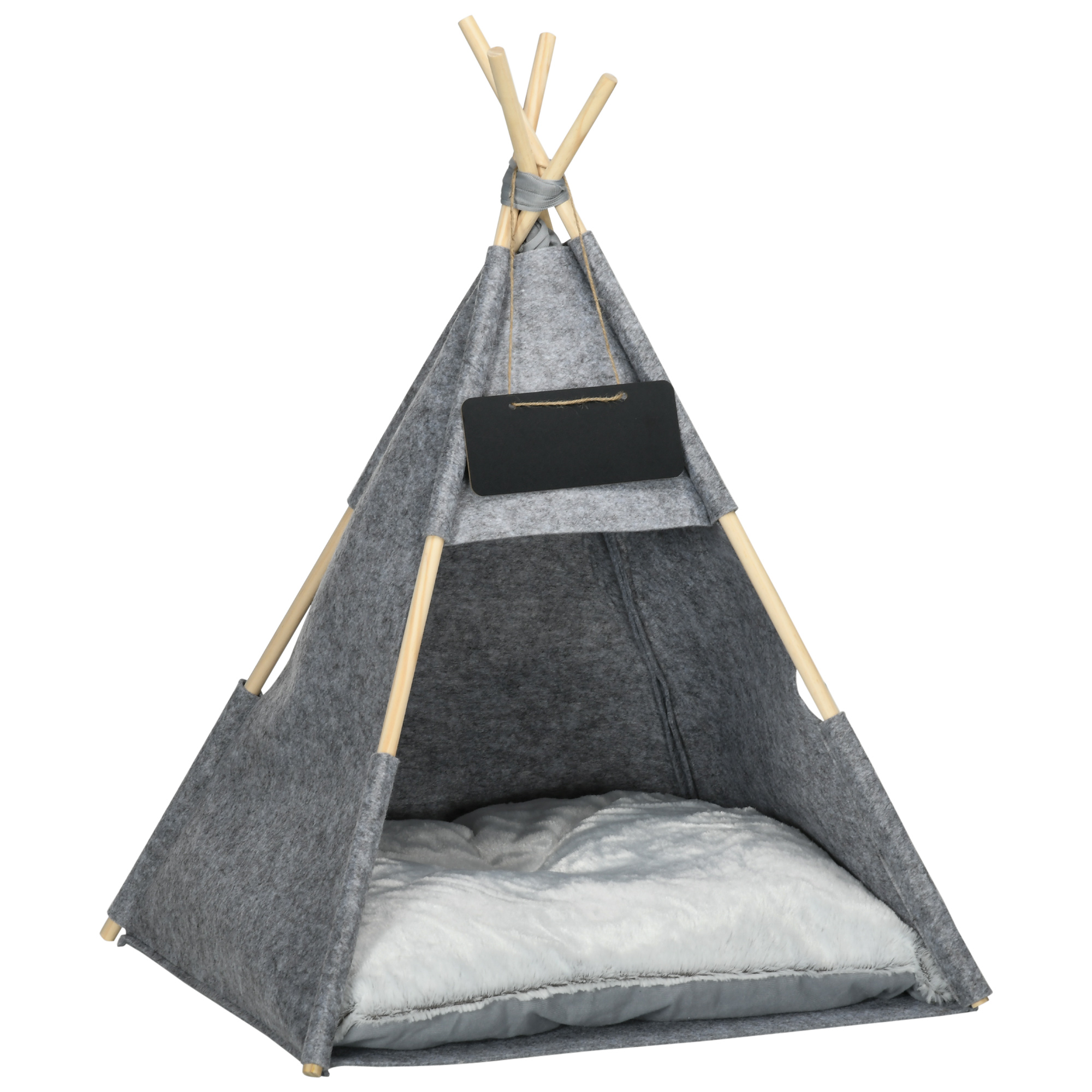 Haustierzelt Katzenhaus Hundezelt Katzenbett Katzenzelt mit weichem Kissen Plüsch Filz maschinenwaschbar Grau 58 x 58 x 80 cm