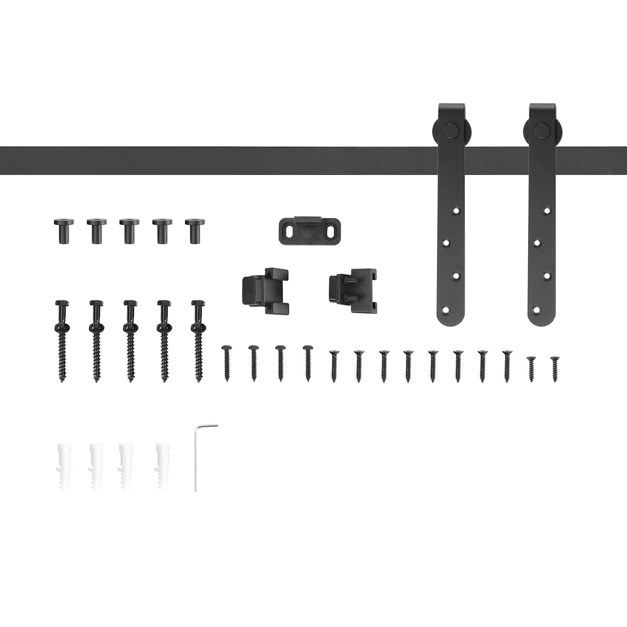 Schiebetüren-Beschlagsatz 180 cm Komplett-Set mit Schienen, Rollen, Anti-Sprung-Vorrichtungen Kohlenstoffstahl