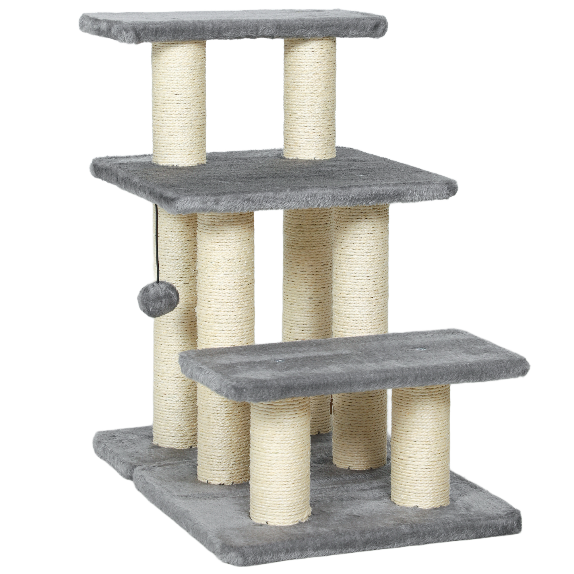 Hundetreppe 3 Stufen 54 cm Hoch Haustiertreppe für Kleine Hunde Katzentreppe mit Sisal Kratzbäumen, Spielball Hundetreppe 3 Stufen 54 cm Hoch Haustiertreppe für Kleine Hunde Katzentreppe mit Sisal Kratzbäumen, Spielball