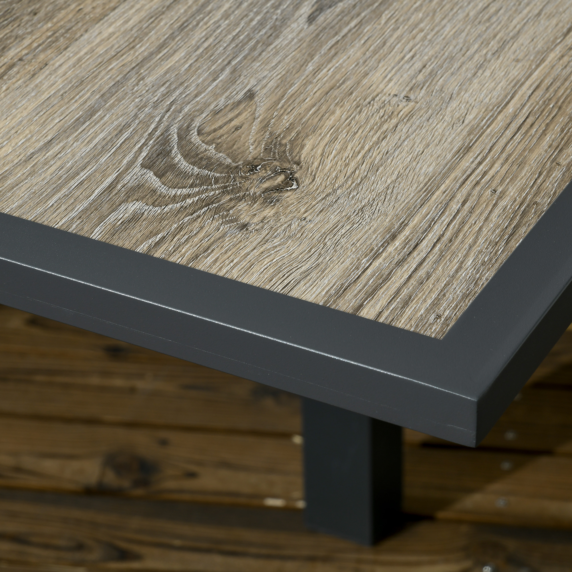 Gartentisch, ausziehbar, pflegeleicht, Aluminiumrahmen, Holzoptik, 160 x 80 x 75 cm