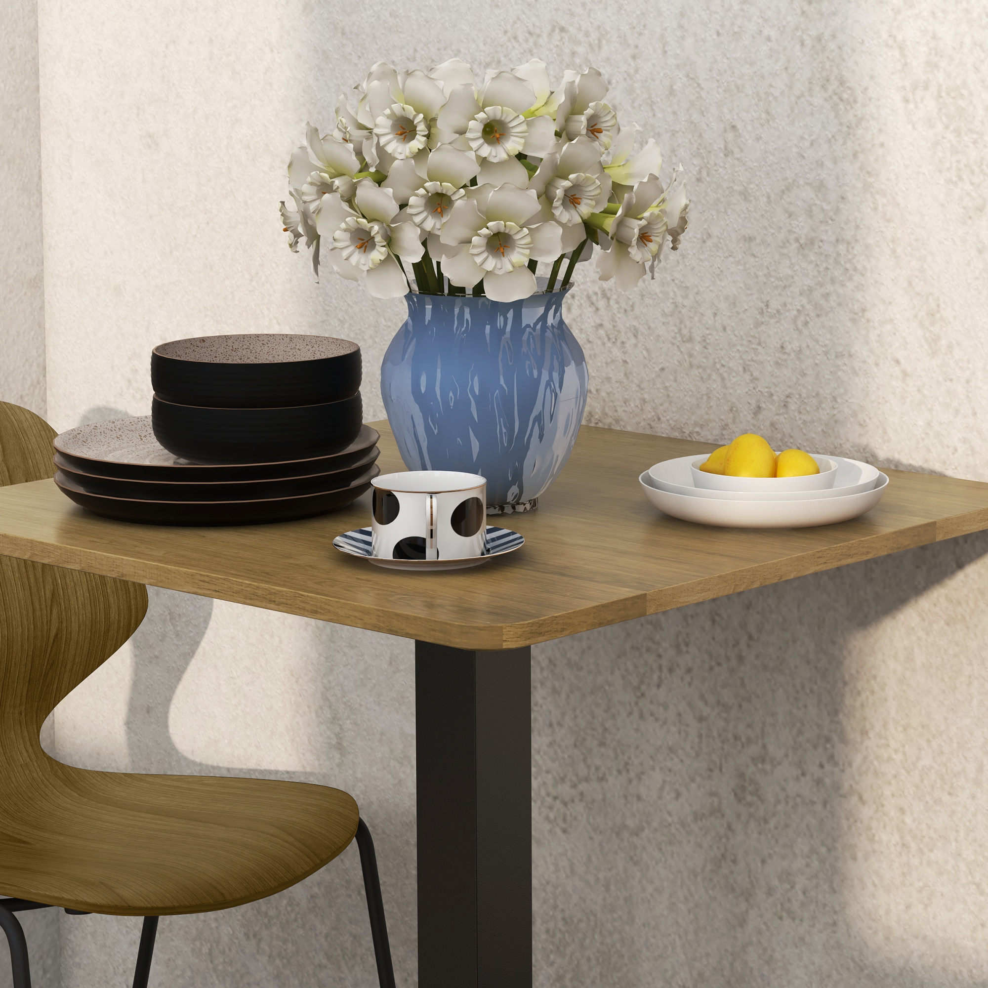 Esstisch Quadratischer Küchentisch für 2 Personen Esszimmertisch mit Holzoptik Stahlbasis 70 x 70 x 75 cm Dunkelbraun