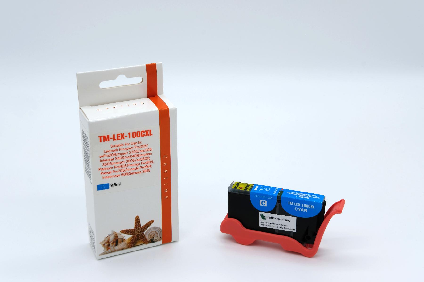 LEX100CXL Refill Tinte cyan Lexmark / 14N1093E / 9,6ml LEX100CXL Refill Tinte cyan Lexmark / 14N1093E / 9,6ml