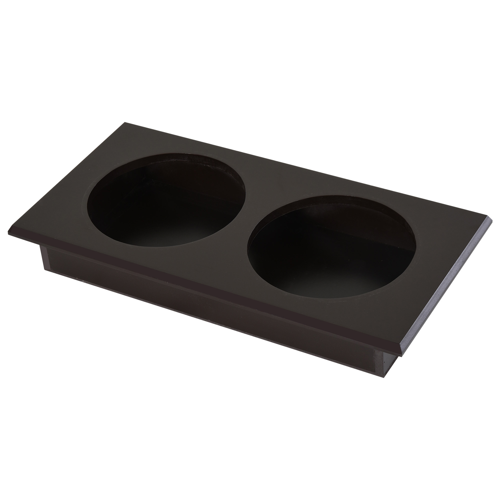 Futterstation, 2 Fressnäpfe aus Edelstahl, versteckter Stauraum, 60 cm x 30 cm x 41 cm, Schwarz + Silber