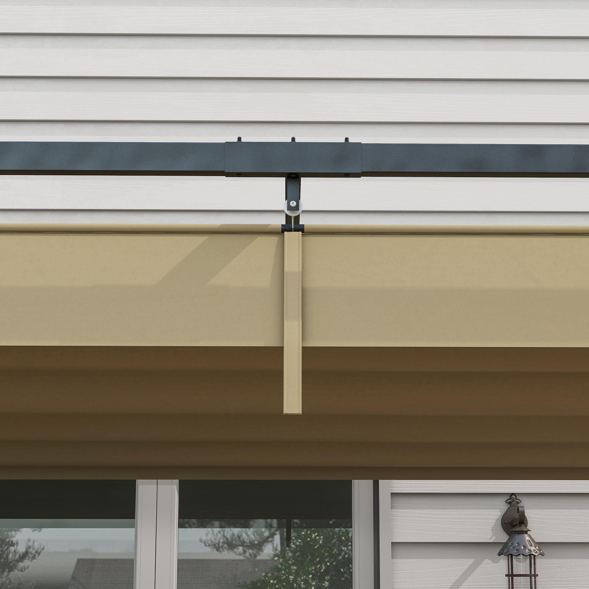 Pergola, Robuster Sonnenschutz für Garten, Balkon, Terrasse, aus Metall und Kunststoff, UV- und wasserabweisend, Khaki