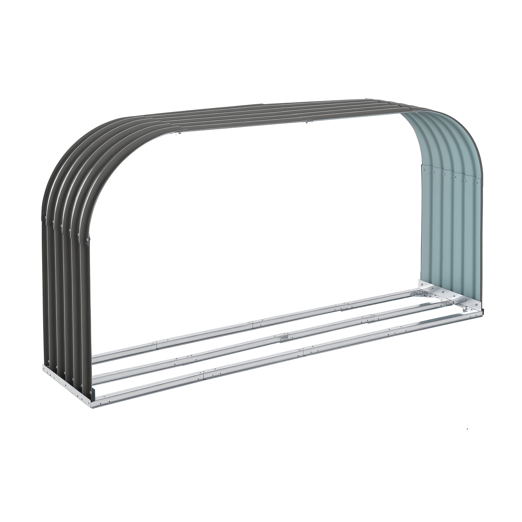 Brennholzregal Holzregal, wetterbeständig, Stahl,  212 cm x 46 cm x 112 cm, Grau