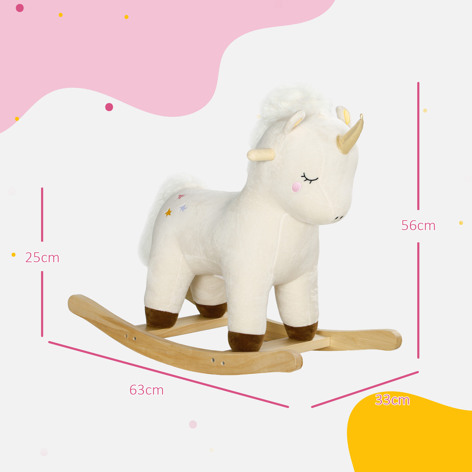 Schaukelpferd im Einhorn-Design, mit Soundeffekten, weicher Sitz, für Kinder im Alter von 2-4 Jahren, Weiß