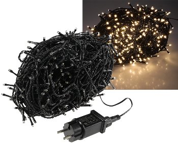 LED Aussen-Lichterkette "CT-ALK600" 60m / warmweiß, Kabel schwarz, IP44, 600 LEDs