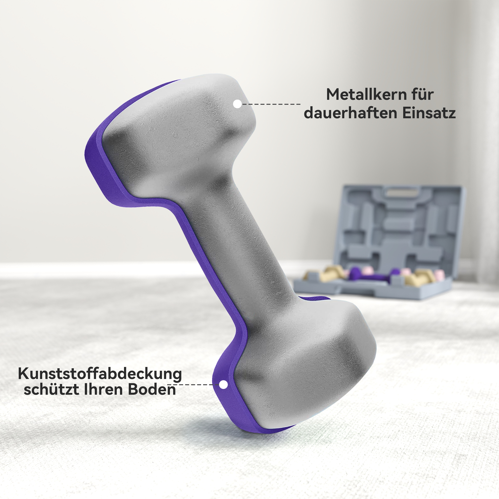 Hantelset, 6er Set Hanteln mit Gewichten, Kurzhantelset aus Stahl, 1kg, 1,5kg, 2kg