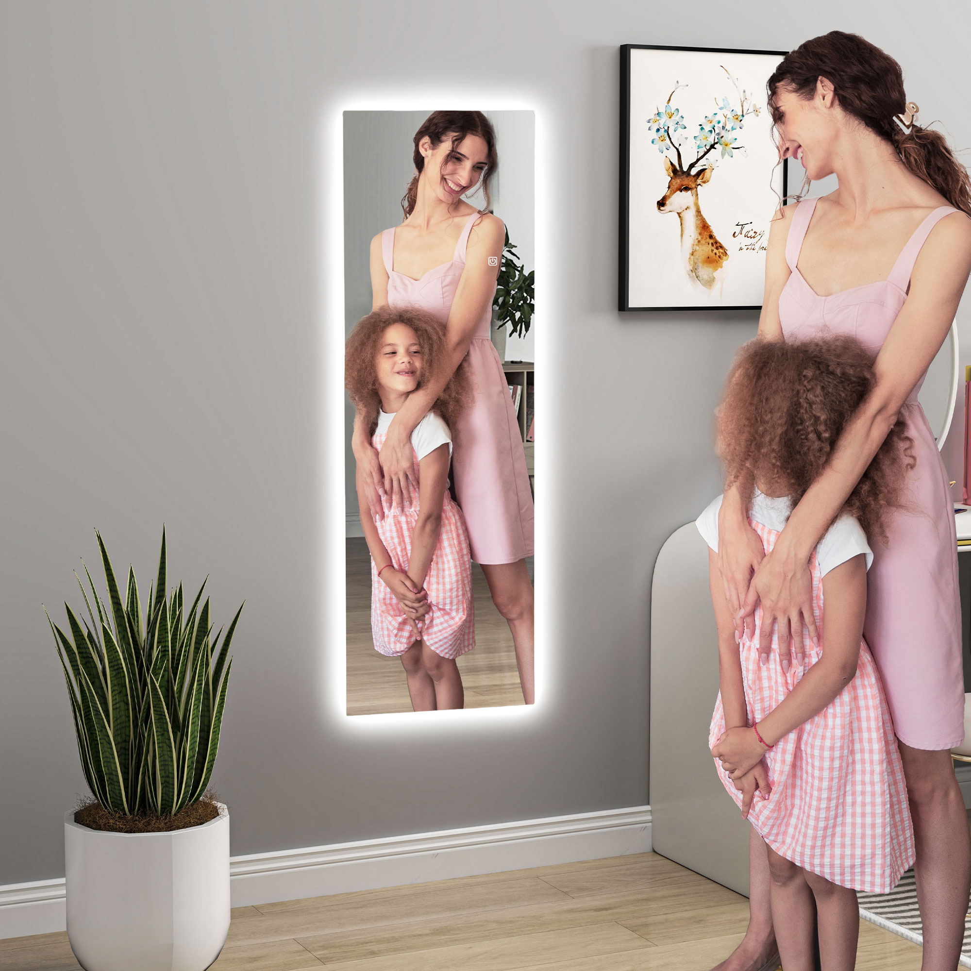LED Ganzkörperspiegel, dimmbar, rahmenlos, Touch-Steuerung, 40 x 120 cm