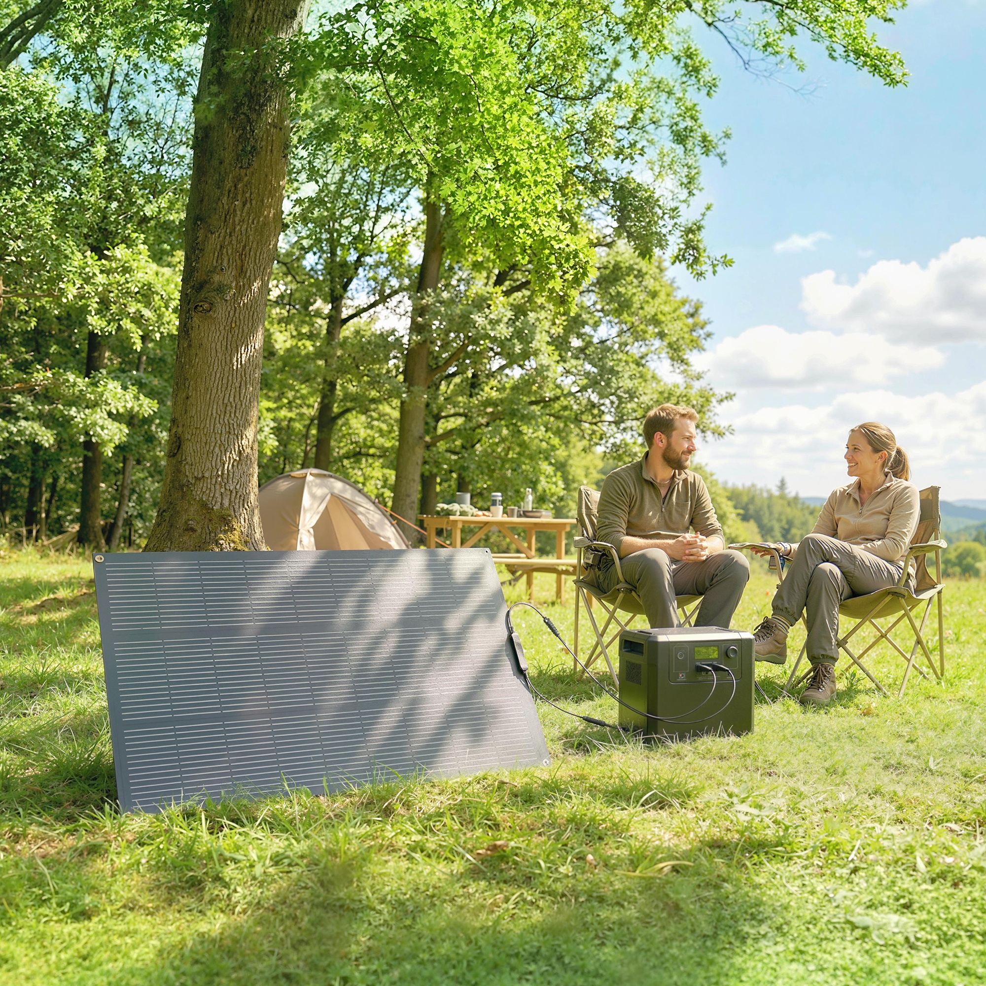 Solarpanel 100W 18V Tragbares Outdoor Solarladegerät mit  2 USB, LCD-Anzeige IP67 Wasserdicht