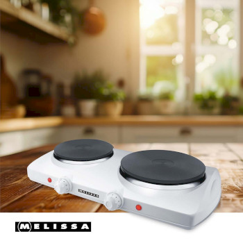 elektrische Doppelkochplatte | 2300 W | Ø 18,5 + 15,5 cm | 5 Heizstufen | rutschfeste Füße | Weiß