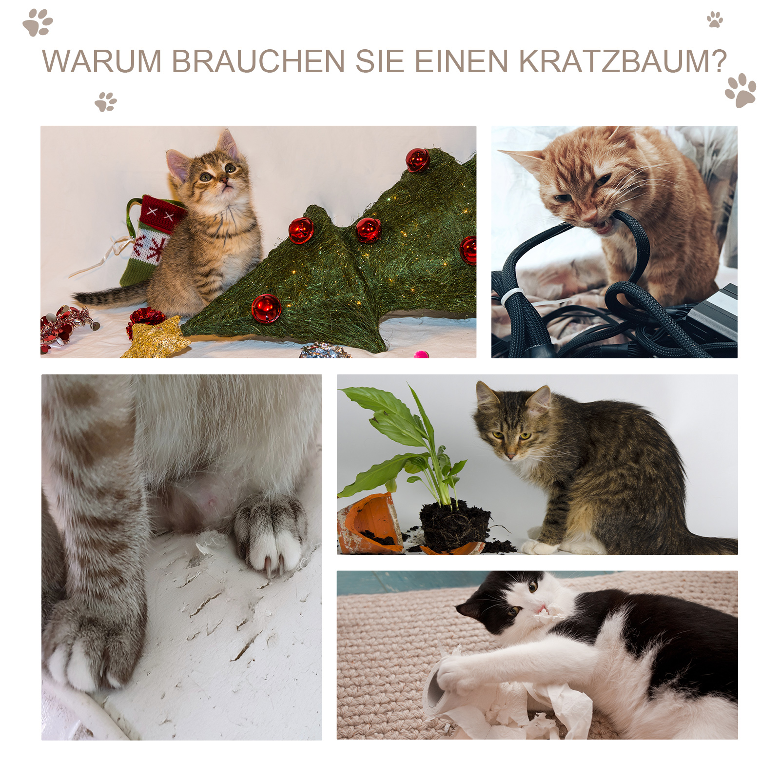 Katzenhöhle mit Kraztbrett Katzenbett Kratzhaus Katzenhaus Katzenwohnung Sisal Grau 48,5 x 30 x 30 cm