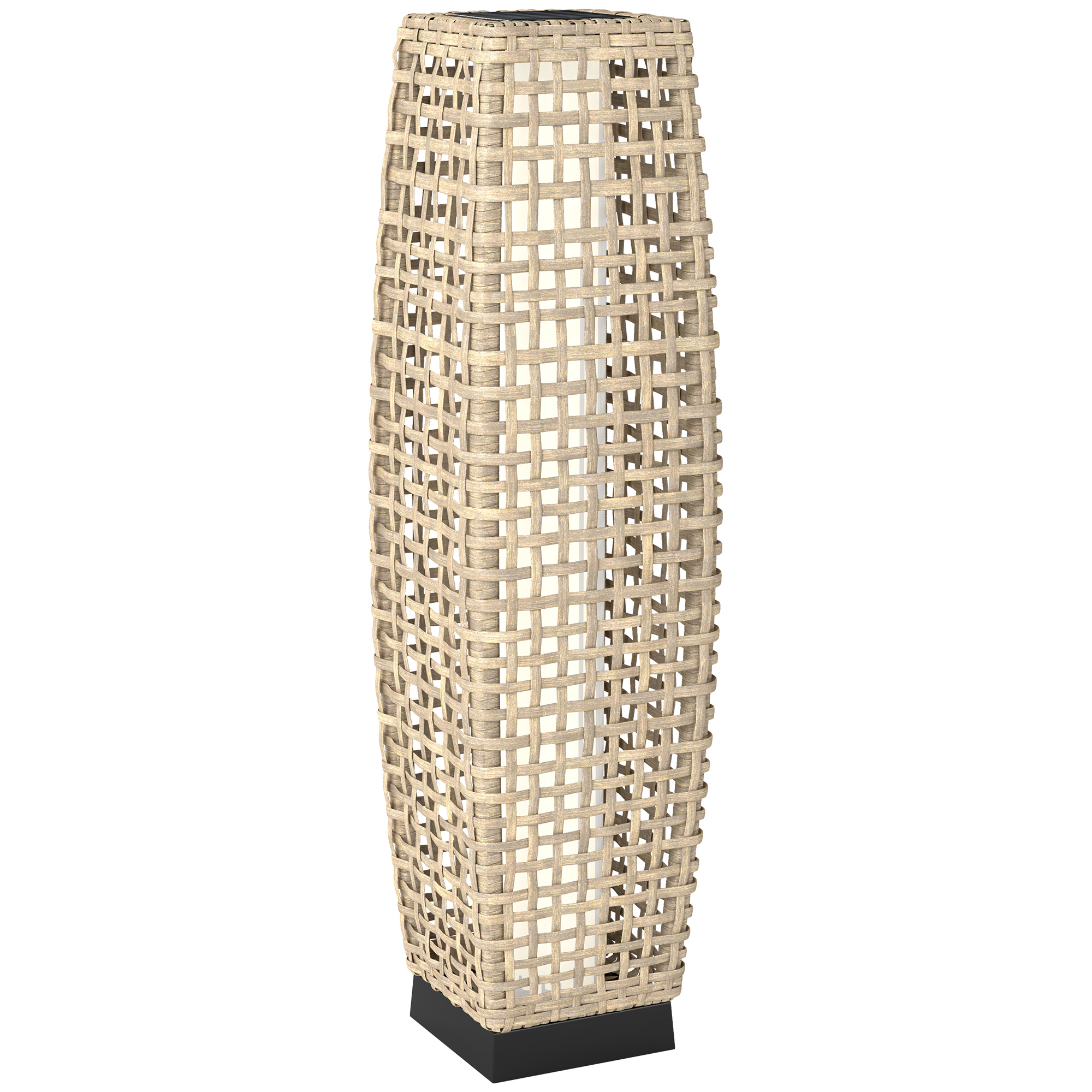 Solar Stehlampe Rattan Solarlampen mit Lichtsensor Automatische LED Solarleuchte im Boho-Stil IP44 Wasserdicht