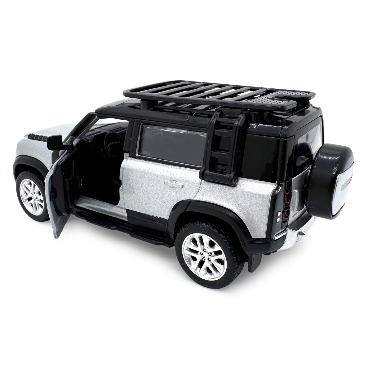 Land Rover Defender 110  Diecast 1:43 silber 2in1