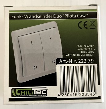 Funk-Wandsender Duo für "Pilota Casa" / 433,92MHz, max. 70m, Batterie A23