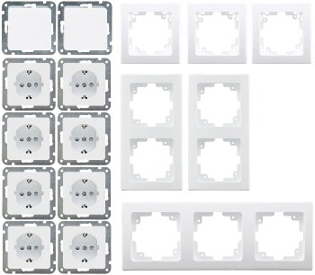 DELPHI Starter-Kit, 16-teilig "PRO",weiß - 8x Steckdose, 2x Schalter, Klemmanschluß DELPHI Starter-Kit, 16-teilig "PRO",weiß - 8x Steckdose, 2x Schalter, Klemmanschluß