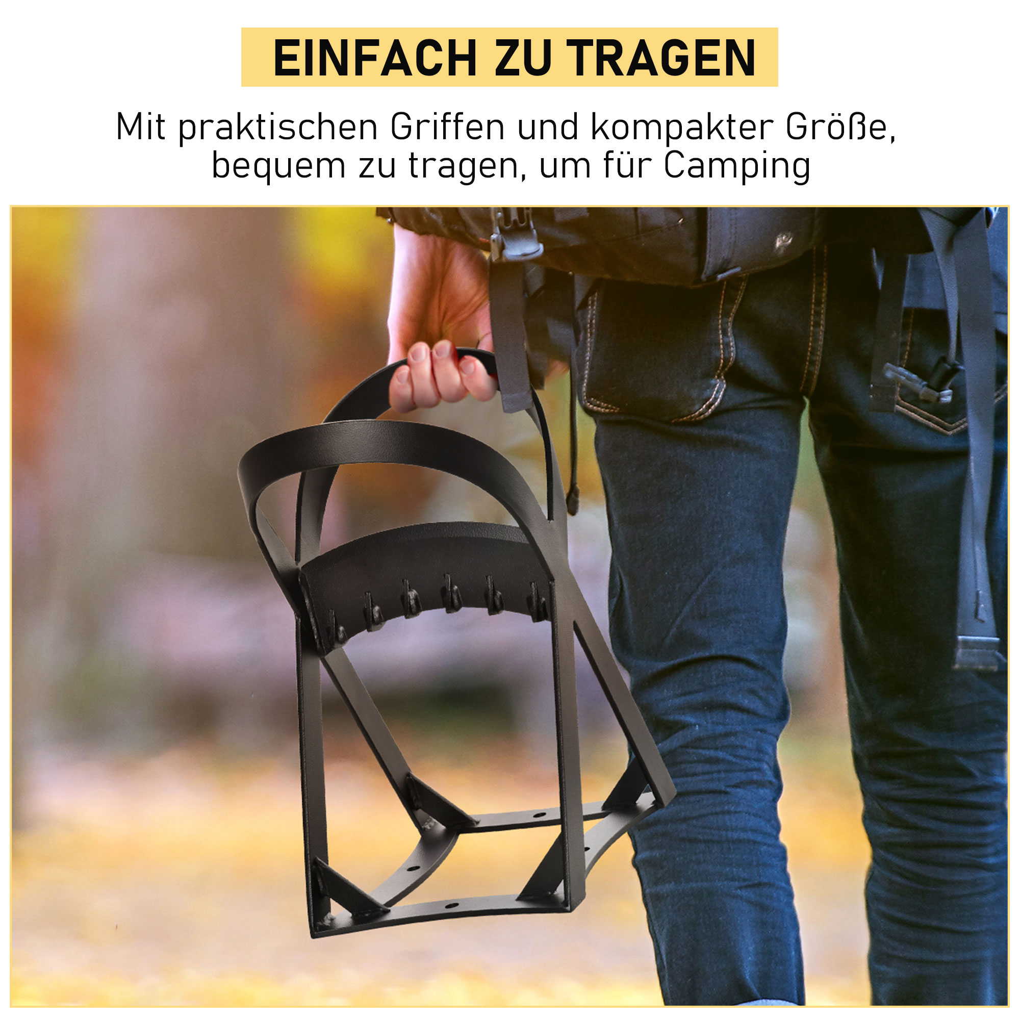 Manueller Holzspalter aus Karbonstahl Brennholzspalter schnelles Brennholzspaltwerkzeug leicht zu bedienen für Campen Outdoor Schwarz 24,4 x 20,8 x 37,4 cm