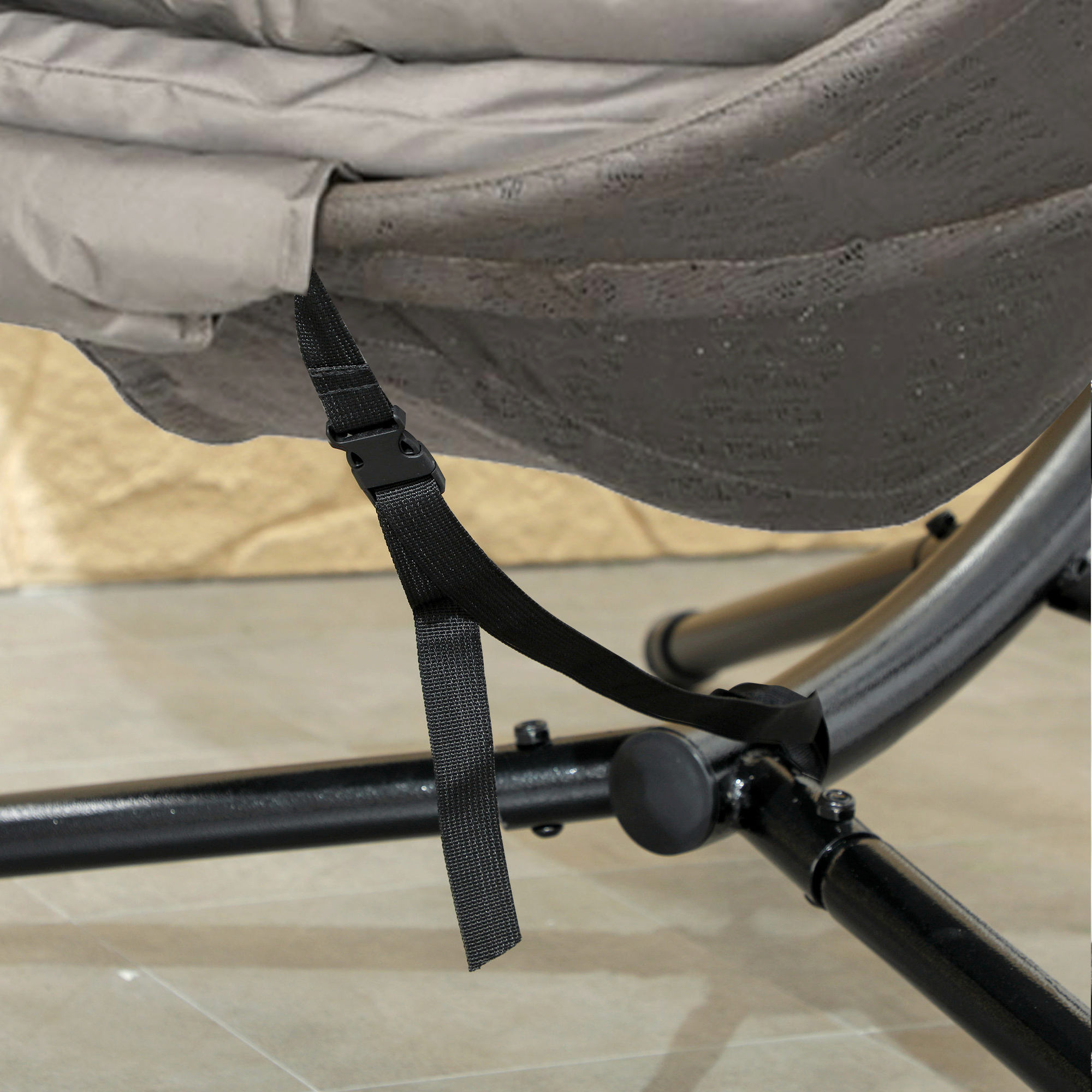 Hängesessel Gartensessel Korbsessel, Boho-Stil, 116 x 125 x 172 cm, Sand + Schwarz