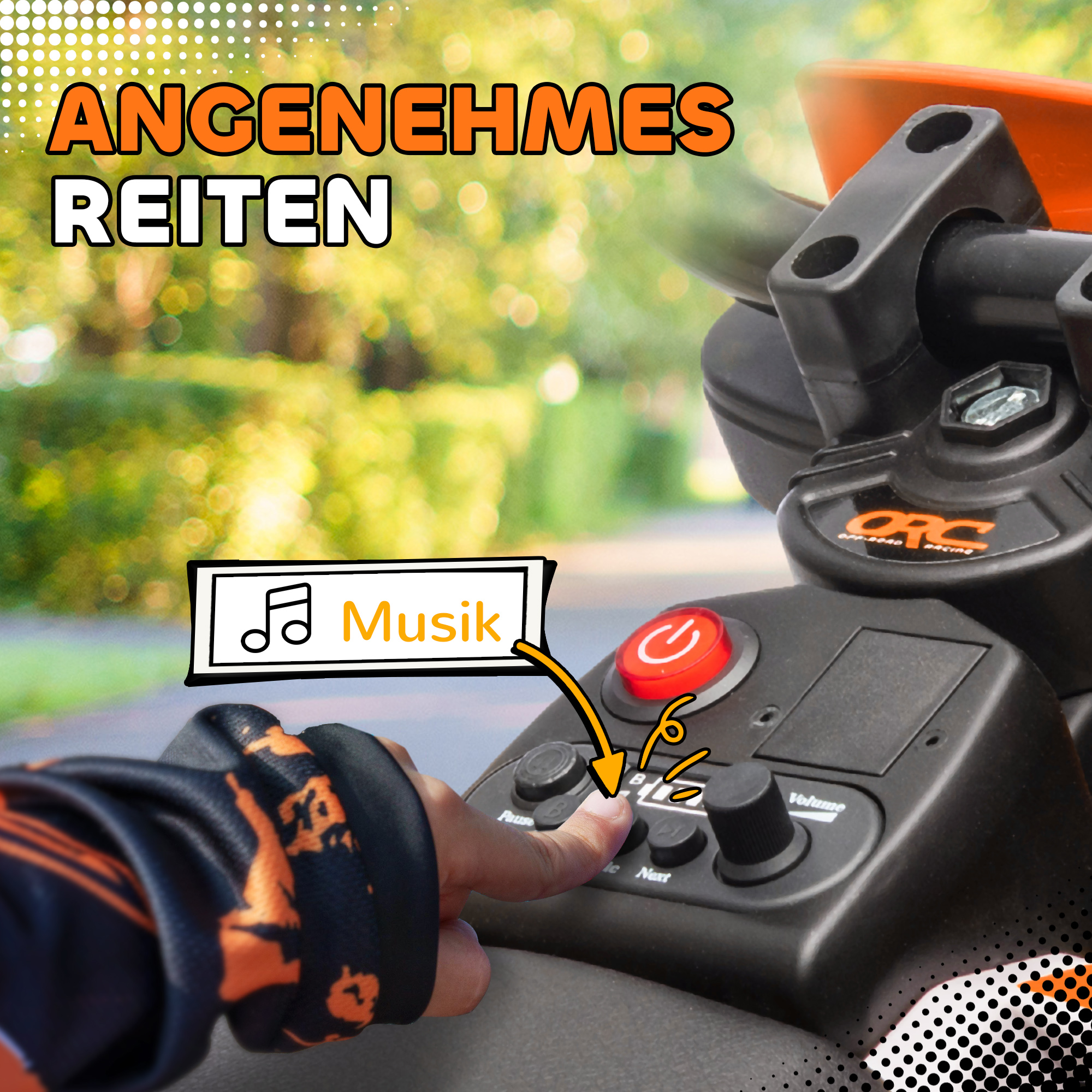 Elektro-Motorrad für Kinder, 12V Kindermotorrad mit Musik, Kinderfahrzeug mit Trainingsrädern, 3-6 Jahre, Orange