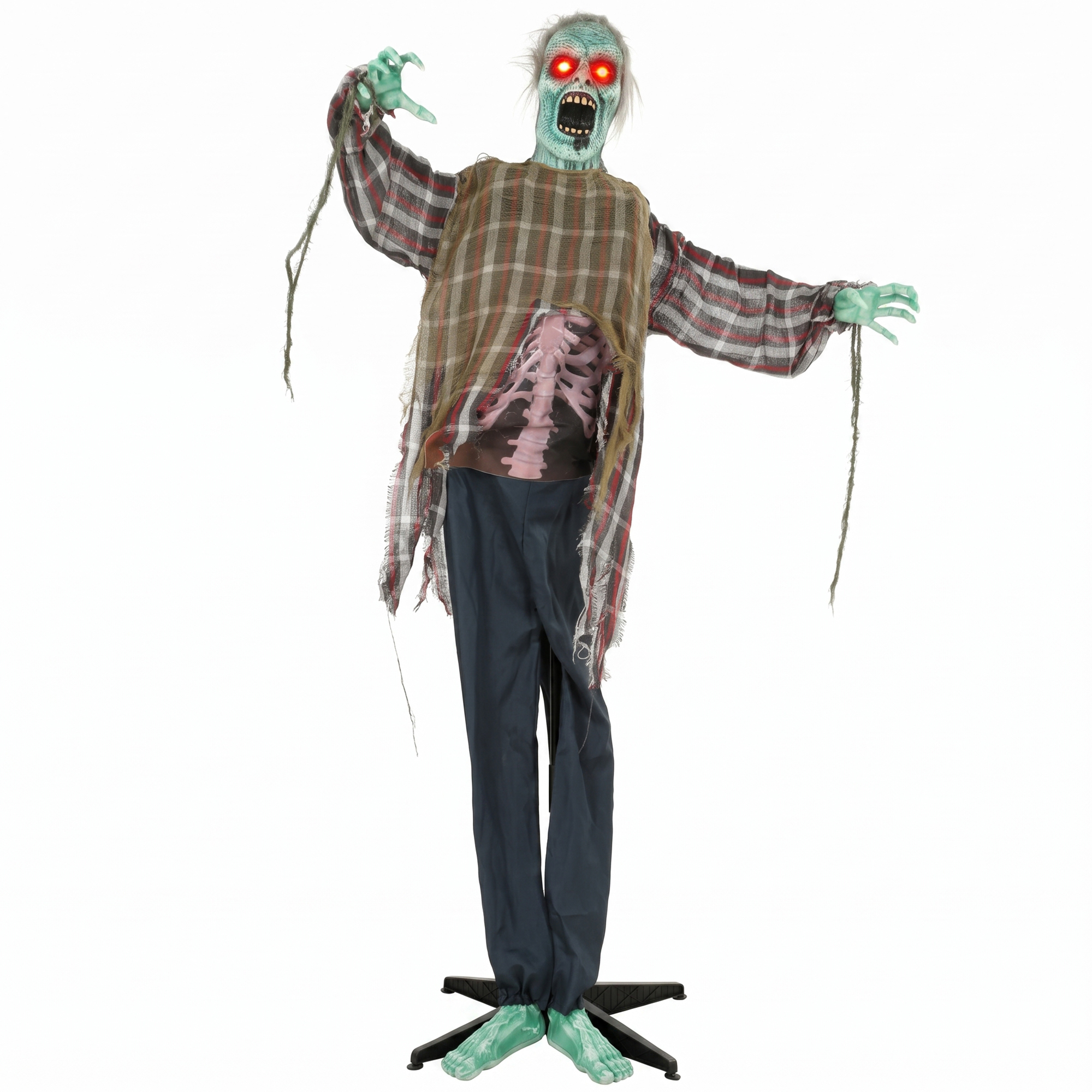 animierter Halloween-Zombie in Lebensgröße,170 cm, mit Sound- und Berührungsaktivierung, gruselige Deko