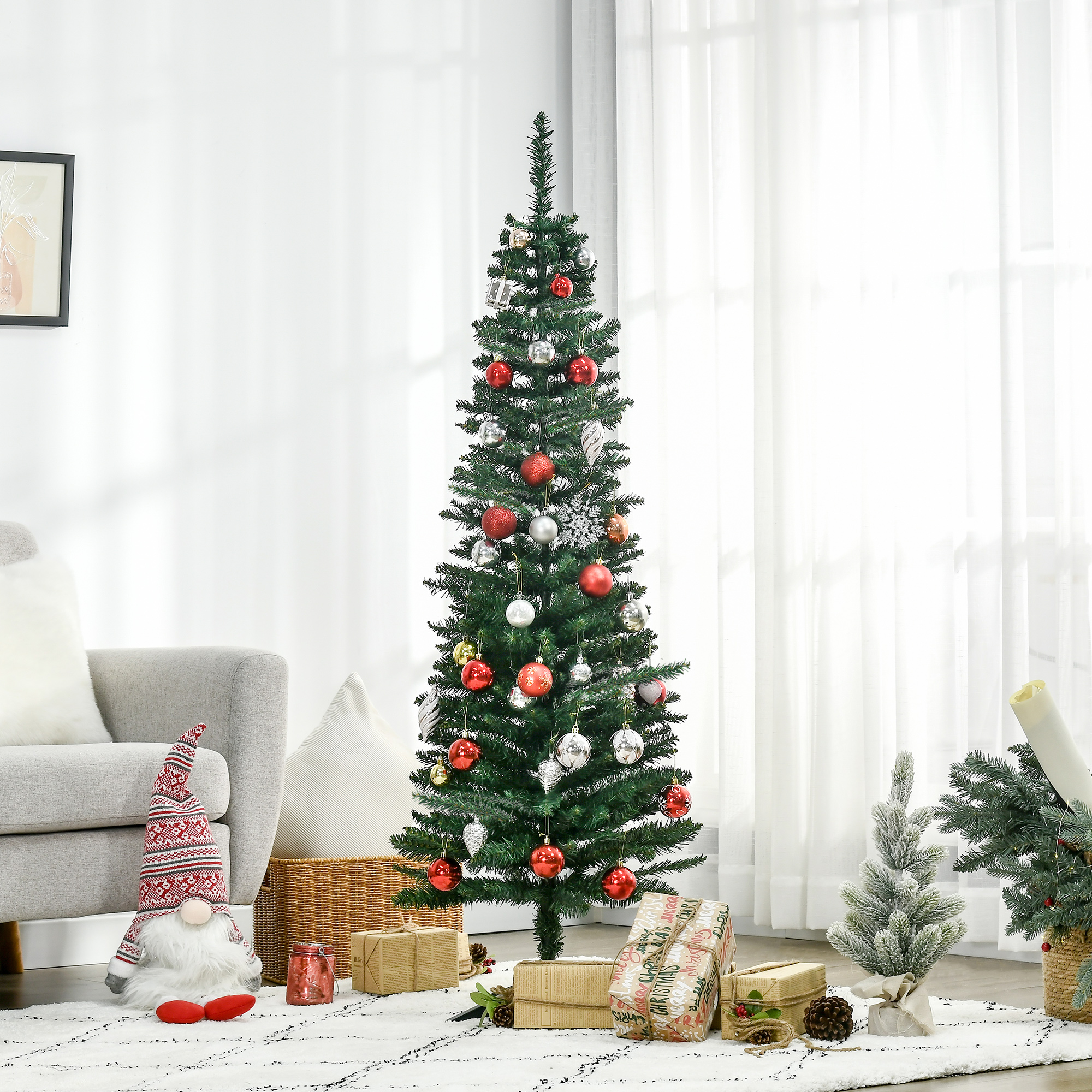 Weihnachtsbaum künstliche Künstliche Tanne Christbaum, inkl Ständer Weihnachtsstern 1,5 m, Grün