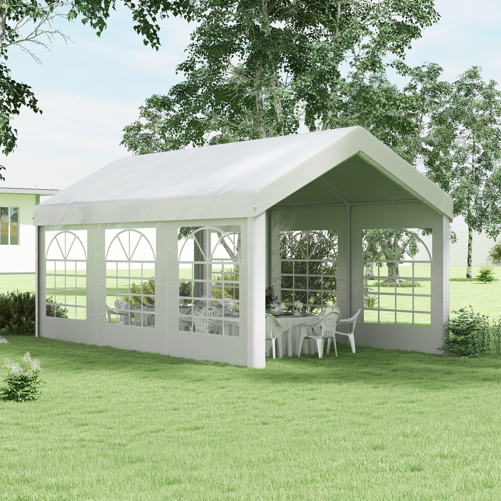 Ersatzwand für Bierzelt oder Pavillon, wasserdicht, einfache Montage, 6 x 2 m, Weiß