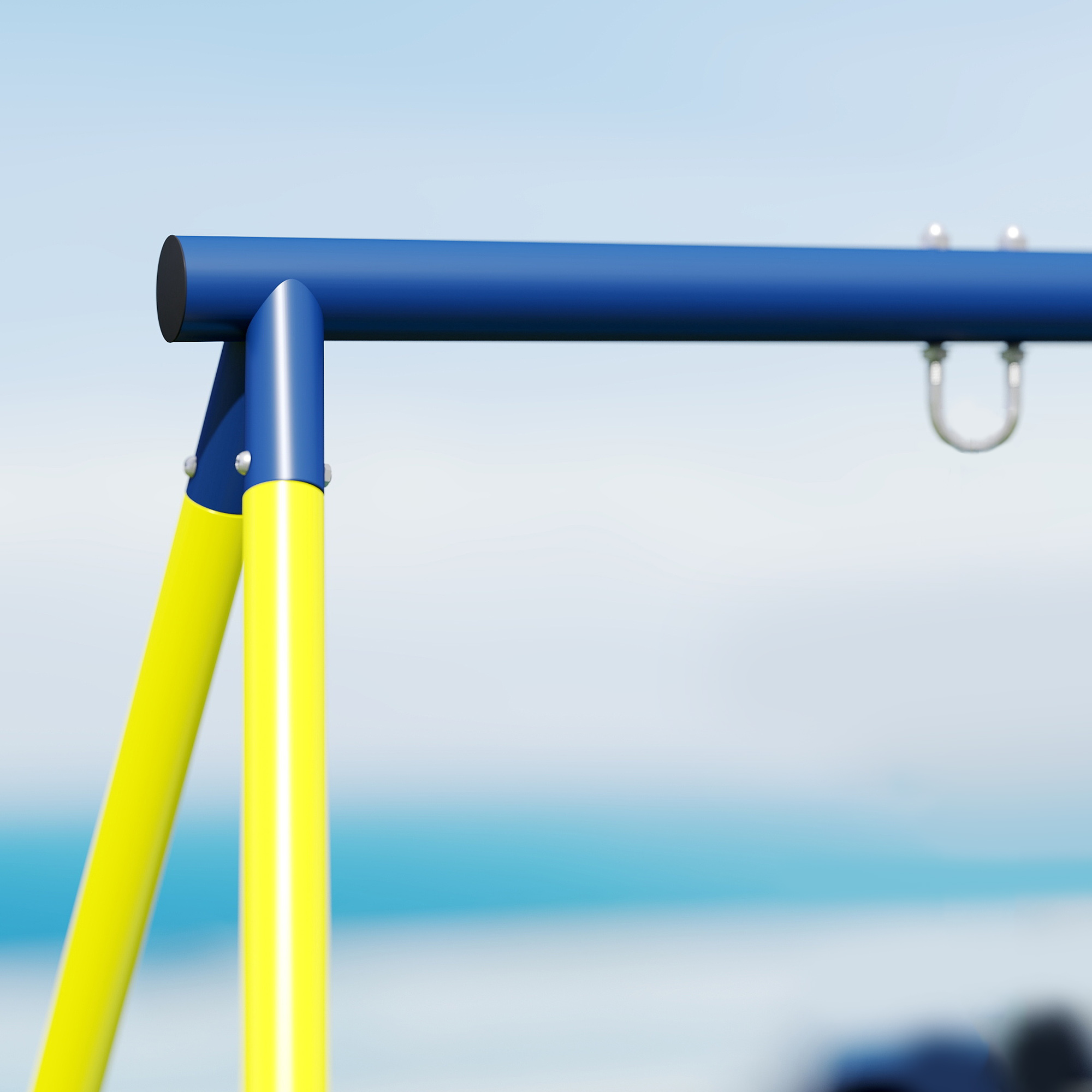 Schaukelgestell Stahl Schaukelgerüst bis 150 kg für Nestschaukel Kinderschaukel Kletterleiter, 260 x 160 x 178 cm, Blau