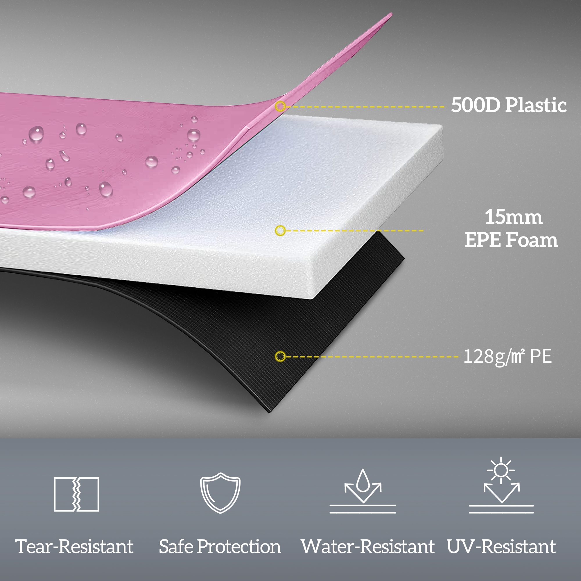 Ersatz-Randabdeckung für Trampoline, wasserfest, reißfest, Ø244 cm, Rosa