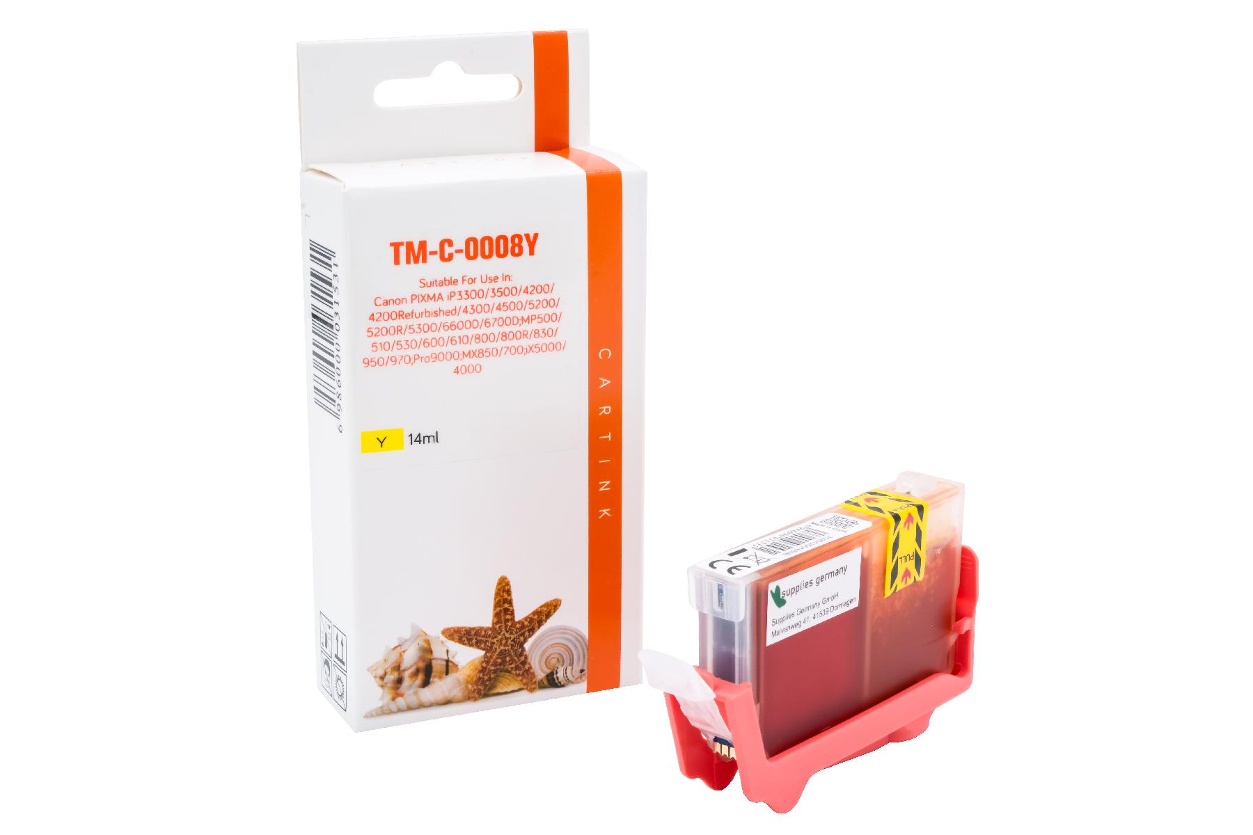 CLI8Y alternativ Seestern Tinte gelb für Ca / 0623B001 / 14ml / Chipversion
