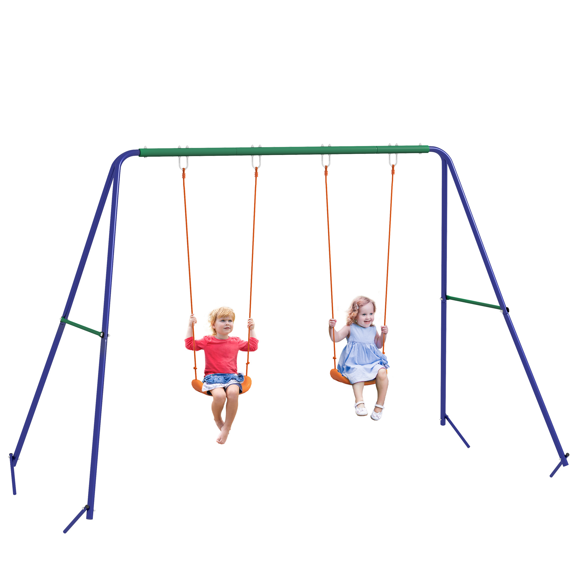 Kinder-Schaukelgestell mit 2 Schaukelsitzen, für 3-8 Jahre, Stahl, 2,7 x 1,6 x 1,8 m