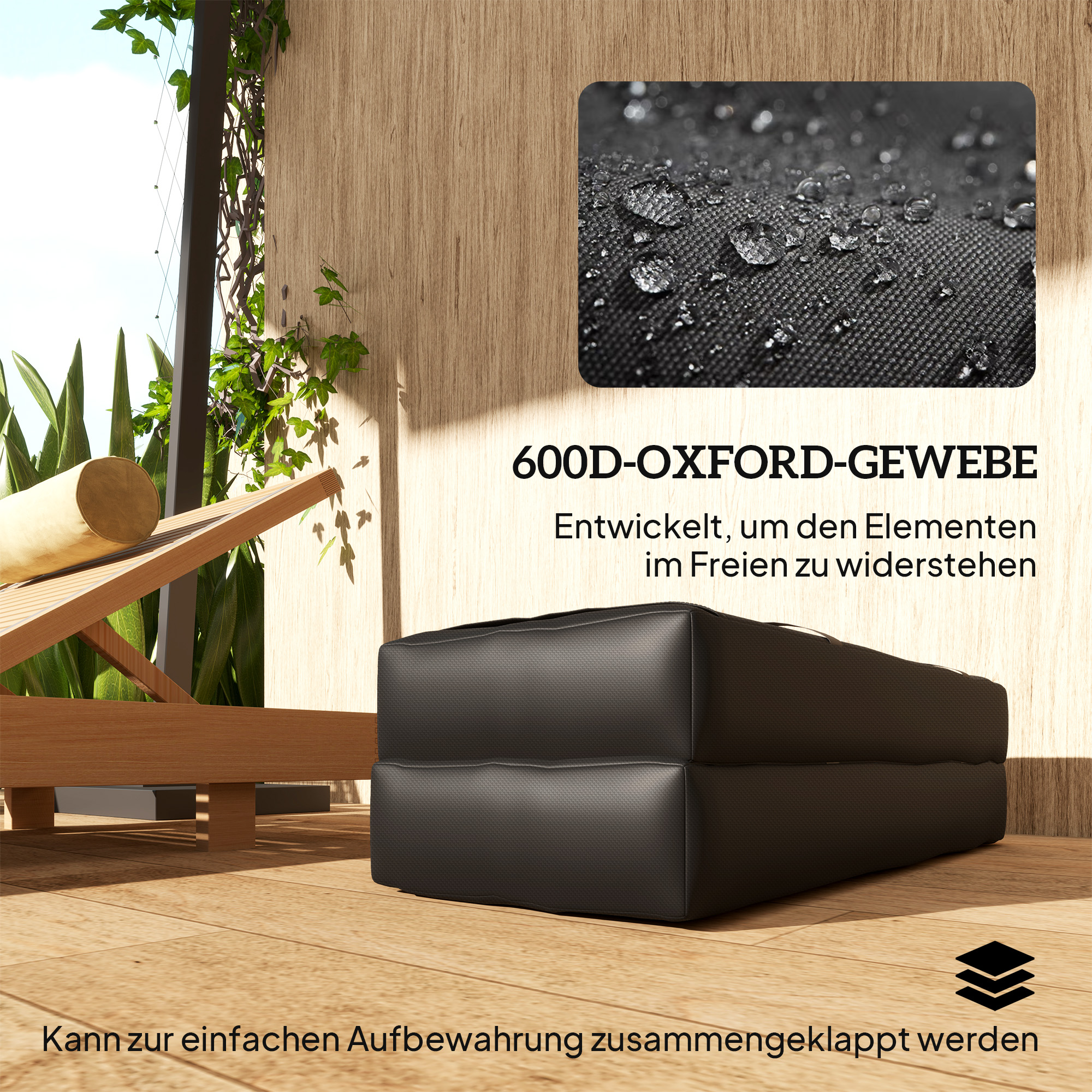 2er Set Sandsäcke für Sonnenschirm auffüllbare bis 25 kg Sandsack für Schirmständer 600D Oxford Schwarz