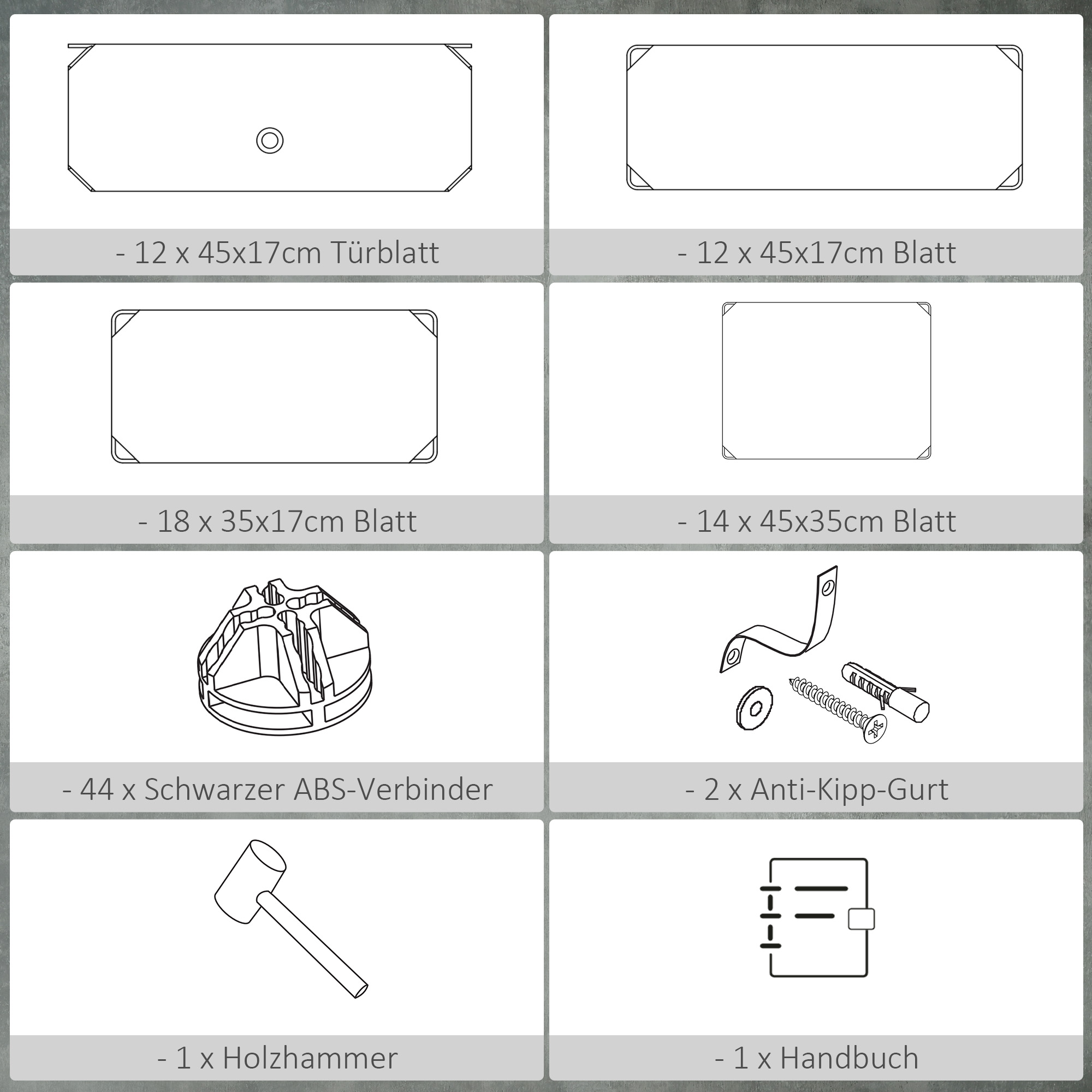 Schuhregal, 12 Aufbewahrungsboxen für 24 Paar Schuhe, Kunststoff, Schwarz+Weiß