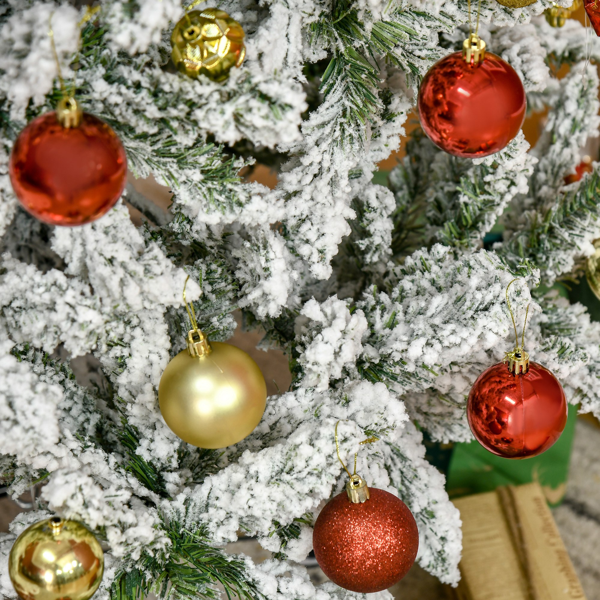 Künstlicher Weihnachtsbaum, Schnee-Effekt, flammenhemmend, Scharnierkonstruktion, Grün/Weiß