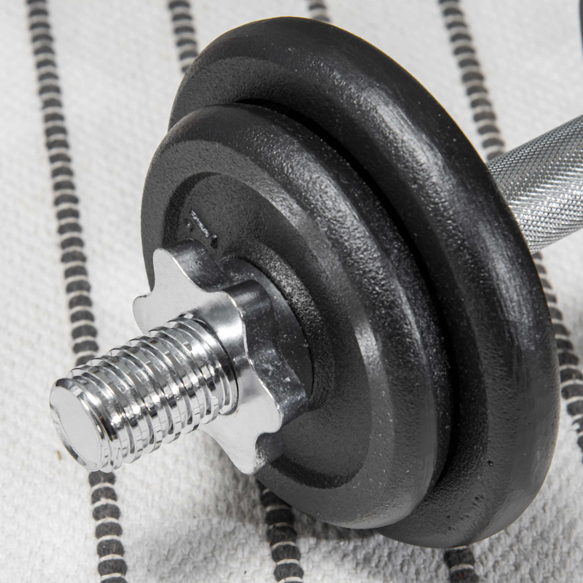 Kurzhantel, Langhantel, 2-in-1, 20 kg, 8 Hantelscheiben, rostfrei, Eisen, schwarz, 95 x 16 x 16Hcm