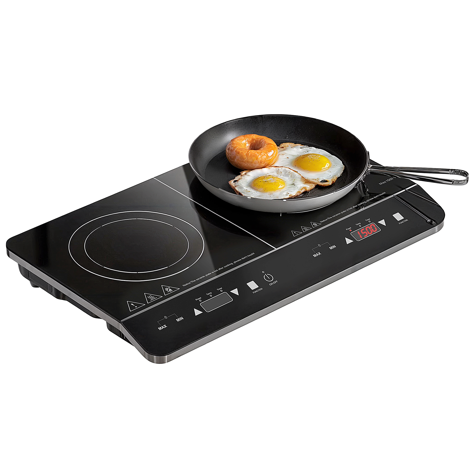 Tragbares Induktionskochfeld, 10-stufige Temperaturregelung, Touchpanel, Schwarz Tragbares Induktionskochfeld, 10-stufige Temperaturregelung, Touchpanel, Schwarz